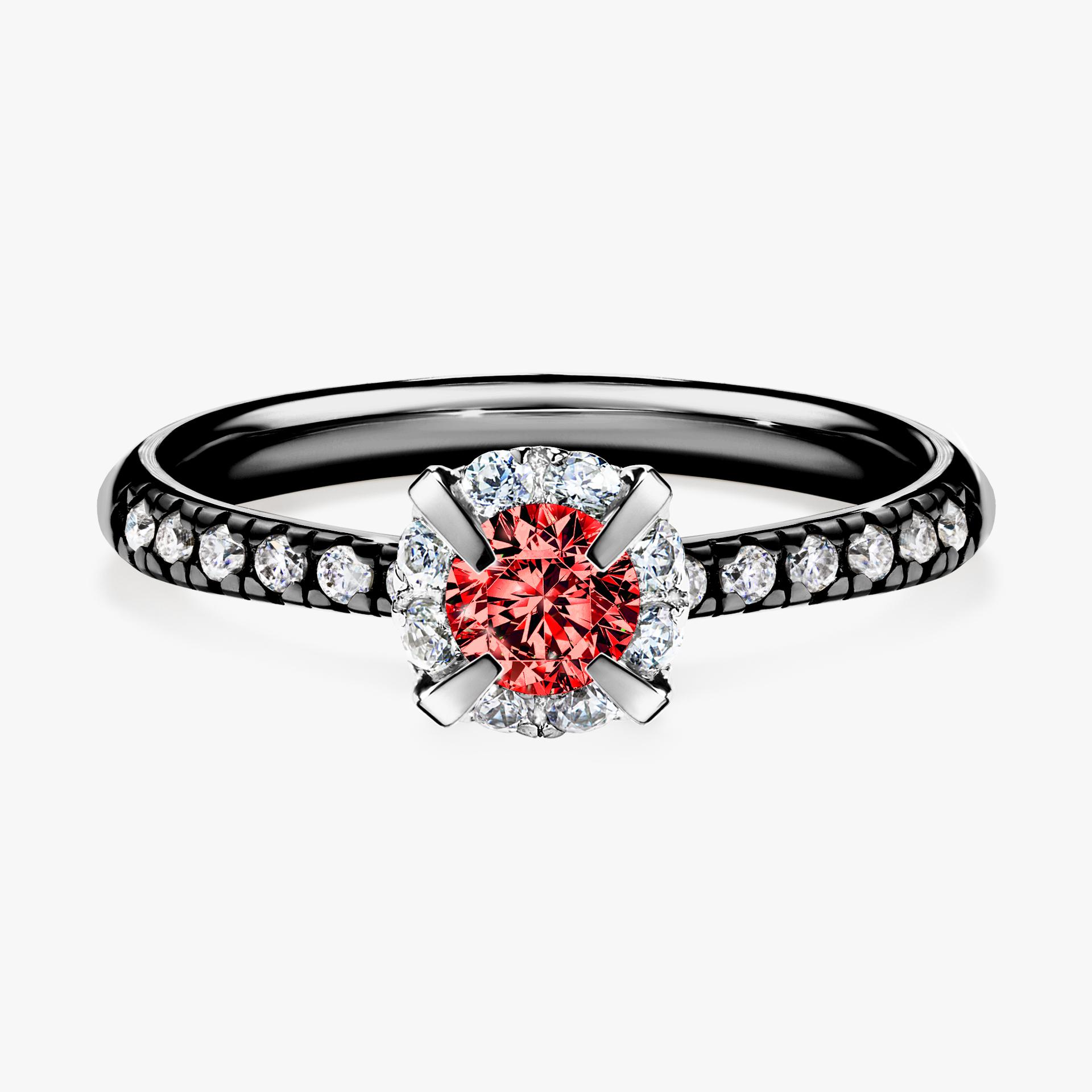 Pierscionek zareczynowy z diamentem czerwony 047 CT z czarnego zlota my princess 01