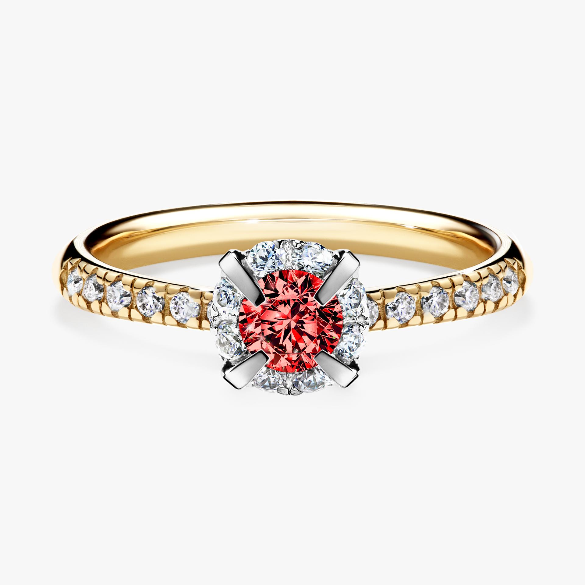Pierscionek zareczynowy z diamentem czerwony 047 CT z zoltego zlota my princess 01