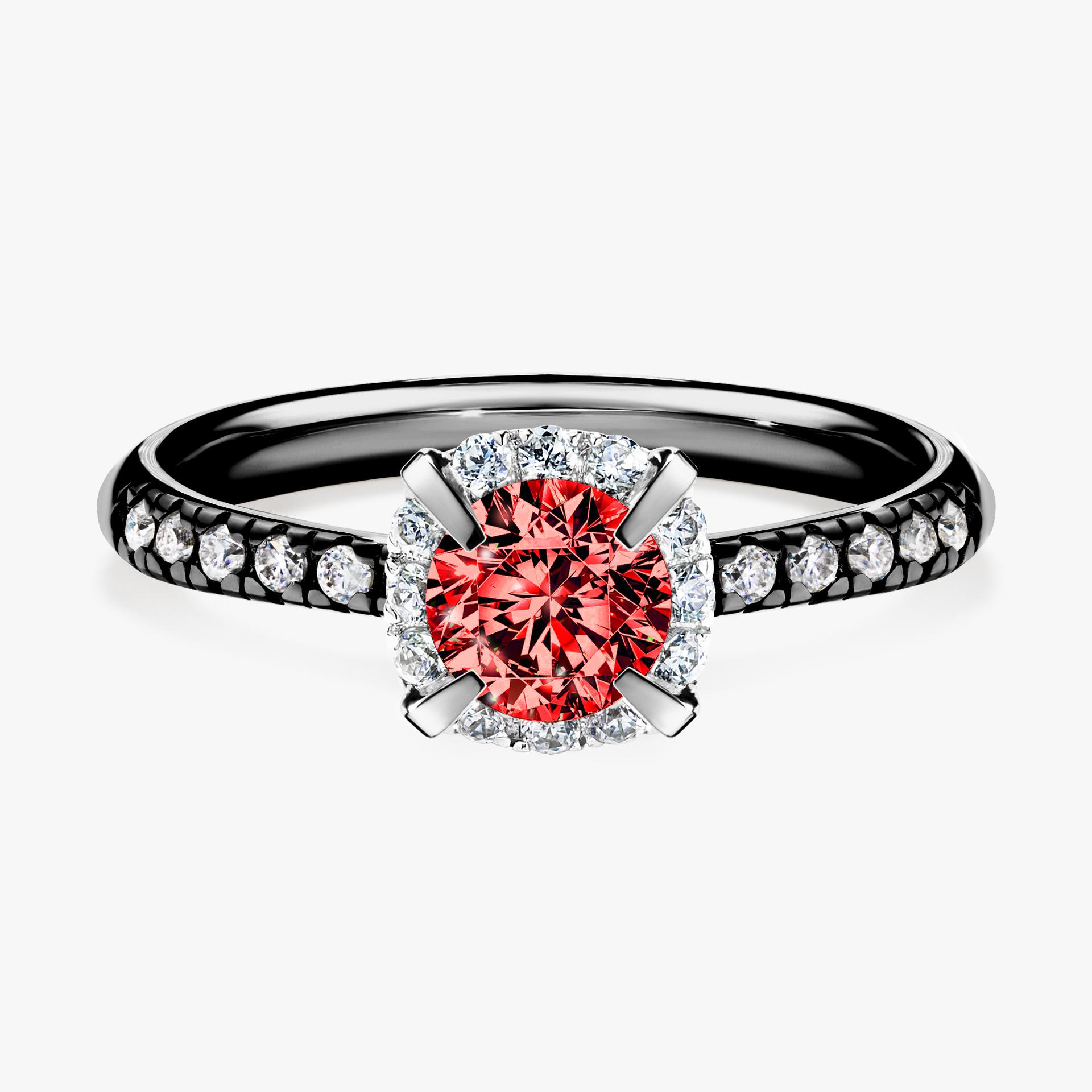Pierscionek zareczynowy z diamentem czerwony 076 CT z czarnego zlota my princess 01