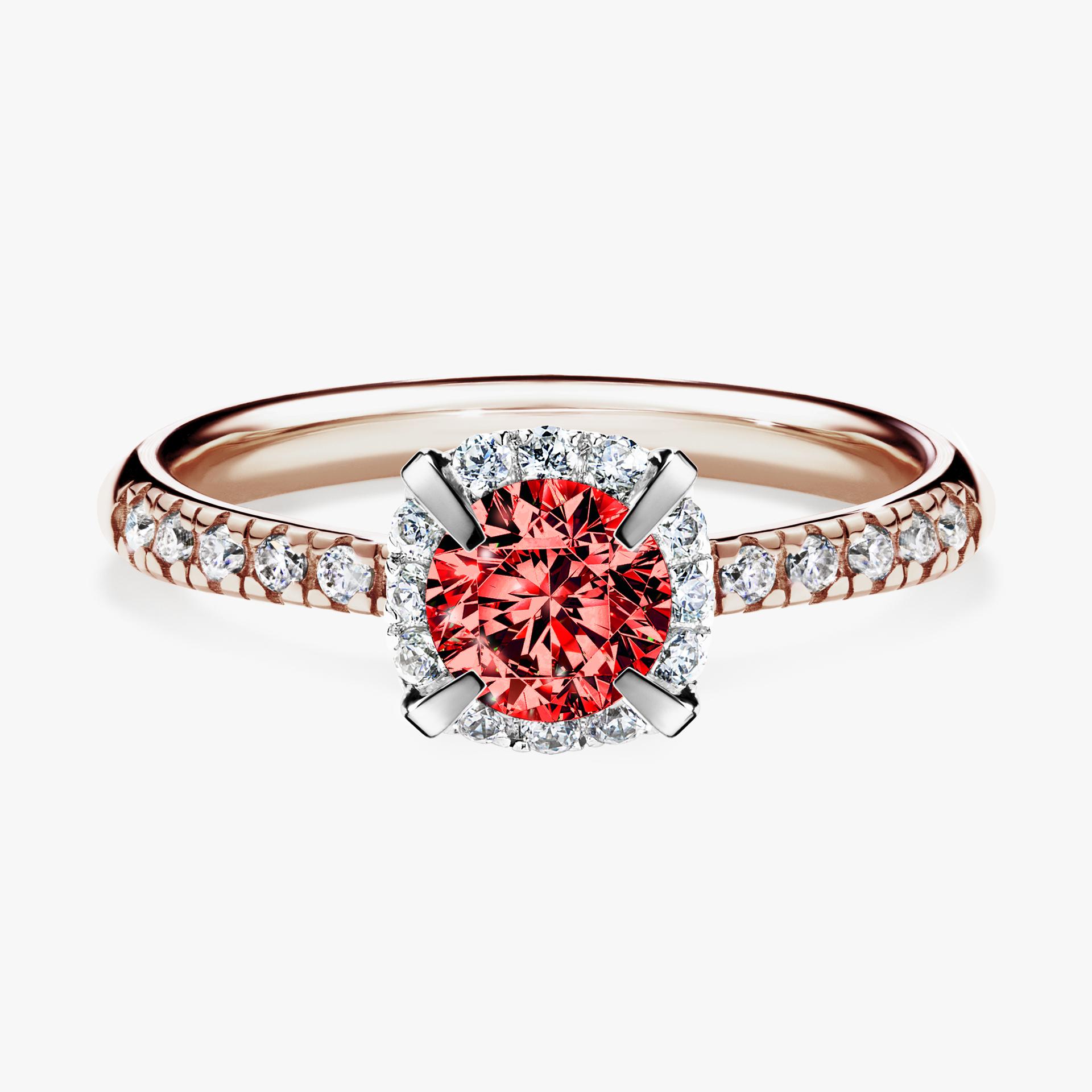 Pierscionek zareczynowy z diamentem czerwony 076 CT z rozowego zlota my princess 01