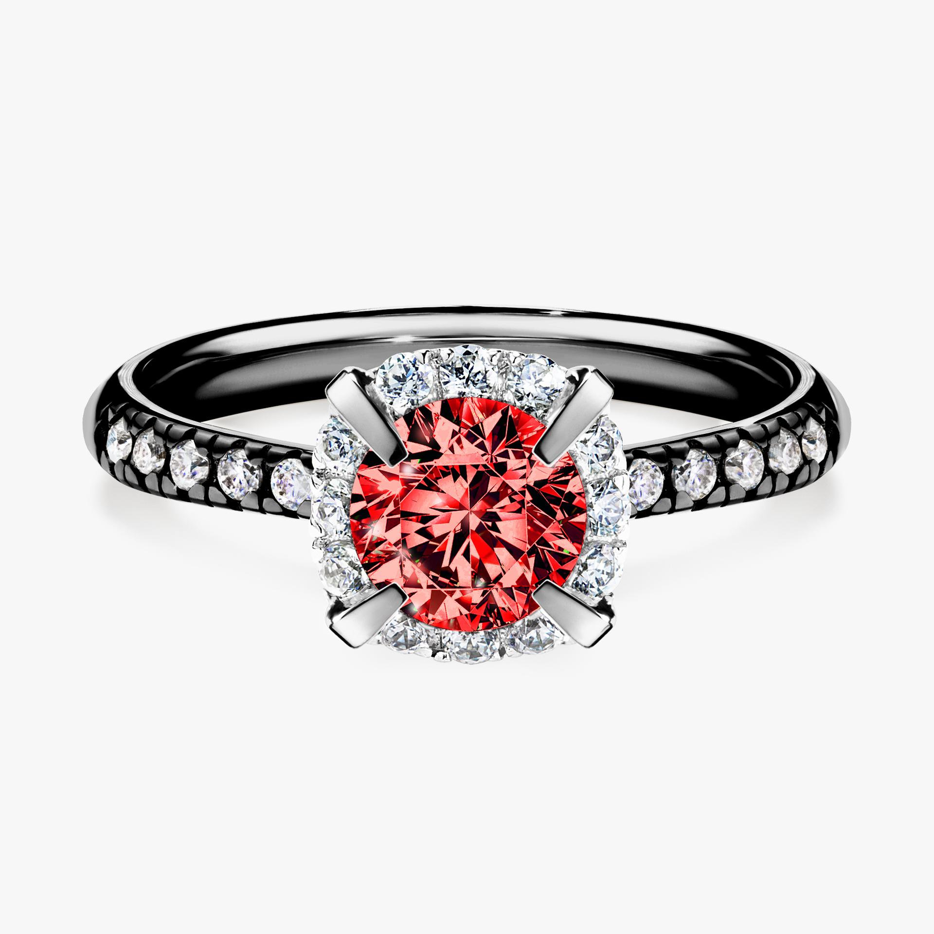 Pierścionek zaręczynowy My Princess z czarnego złota z czerwonym diamentem 1,18ct