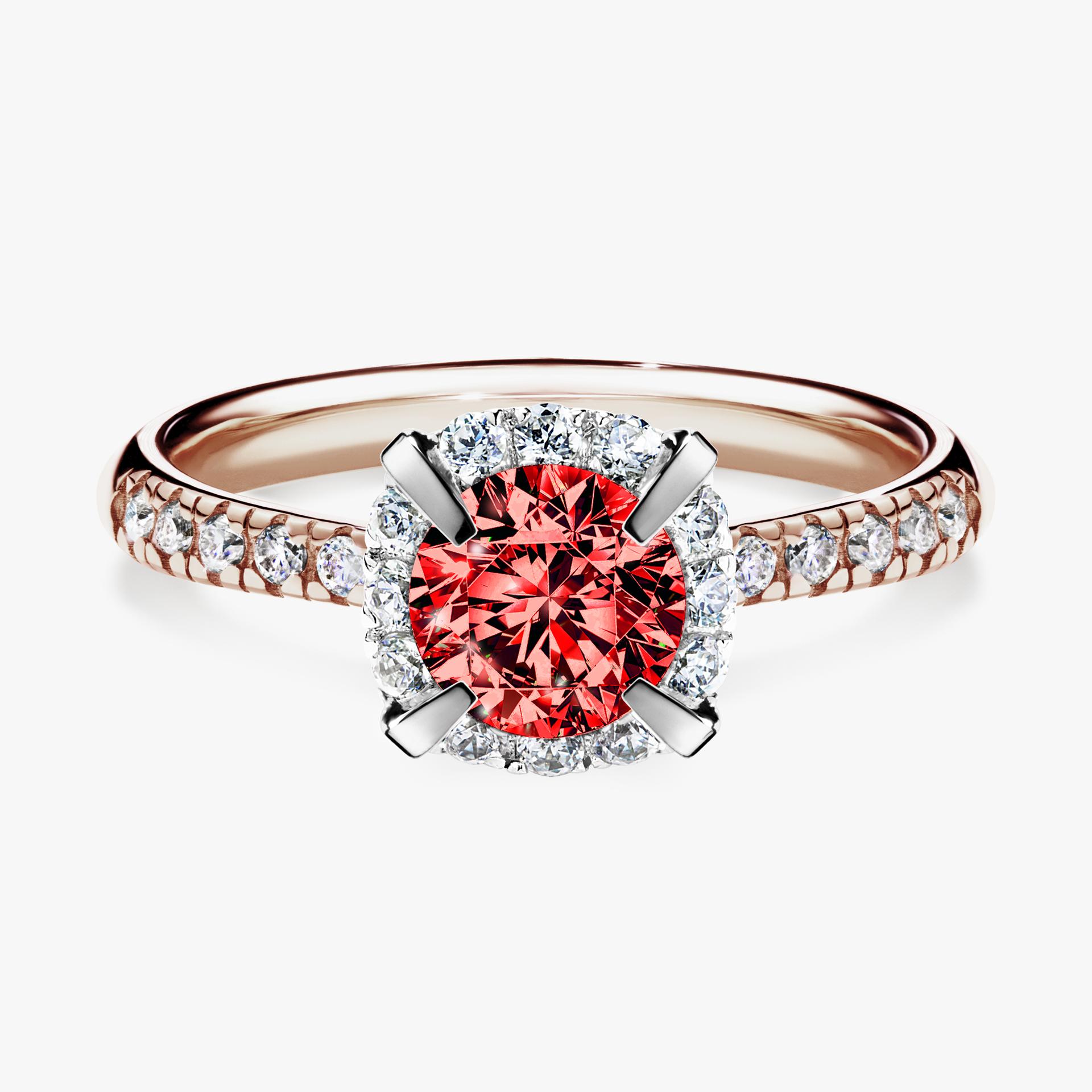 Pierscionek zareczynowy z diamentem czerwony 118 CT z rozowego zlota my princess 01