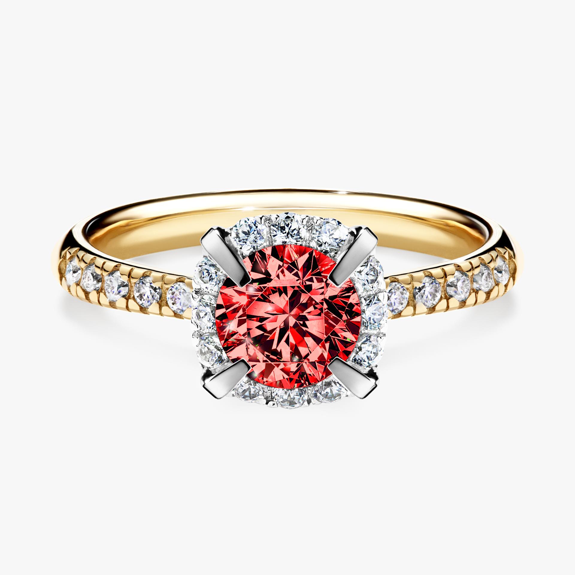 Pierścionek zaręczynowy My Princess z żółtego złota z czerwonym diamentem 1,18ct