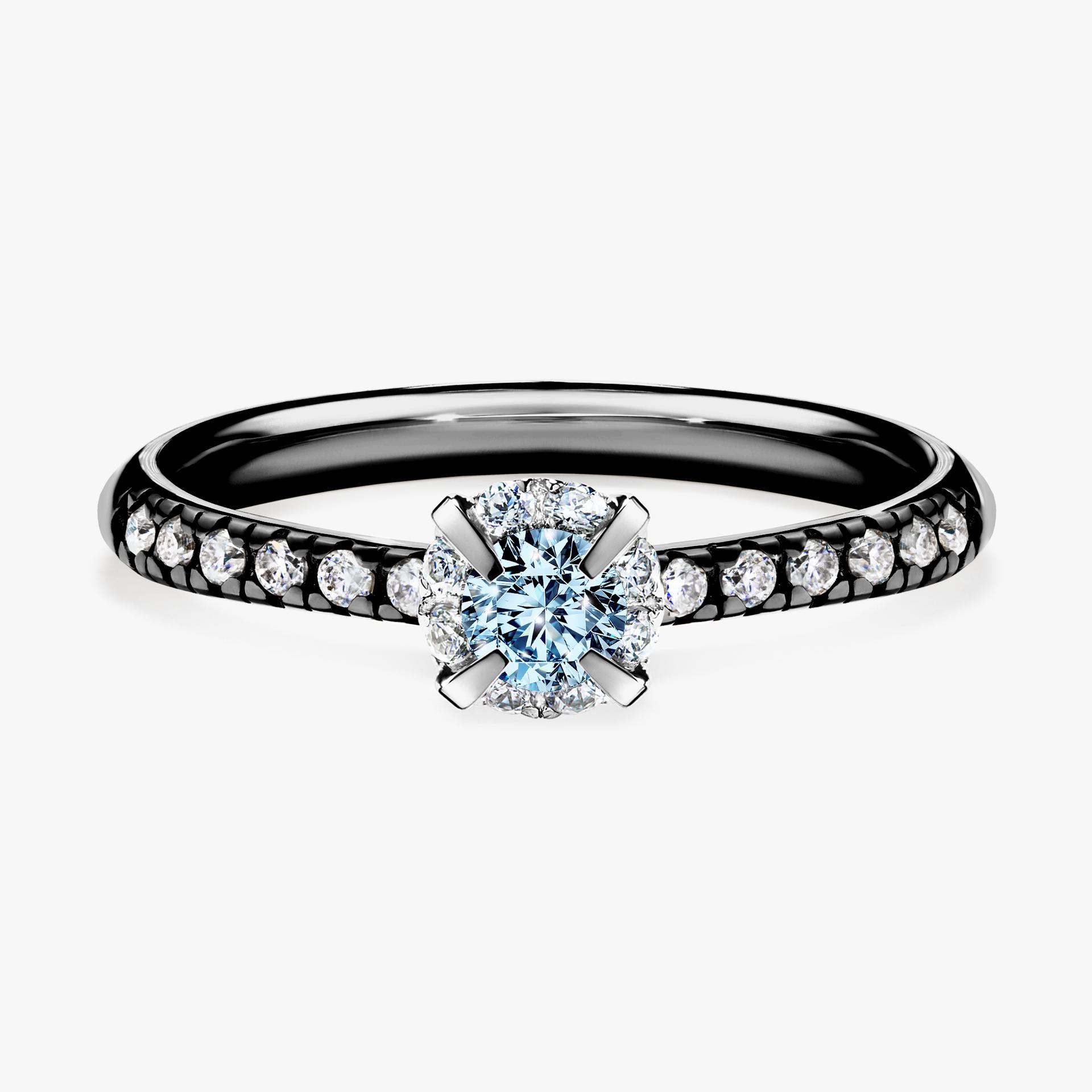 Pierscionek zareczynowy z diamentem niebieski 028 CT z czarnego zlota my princess 01