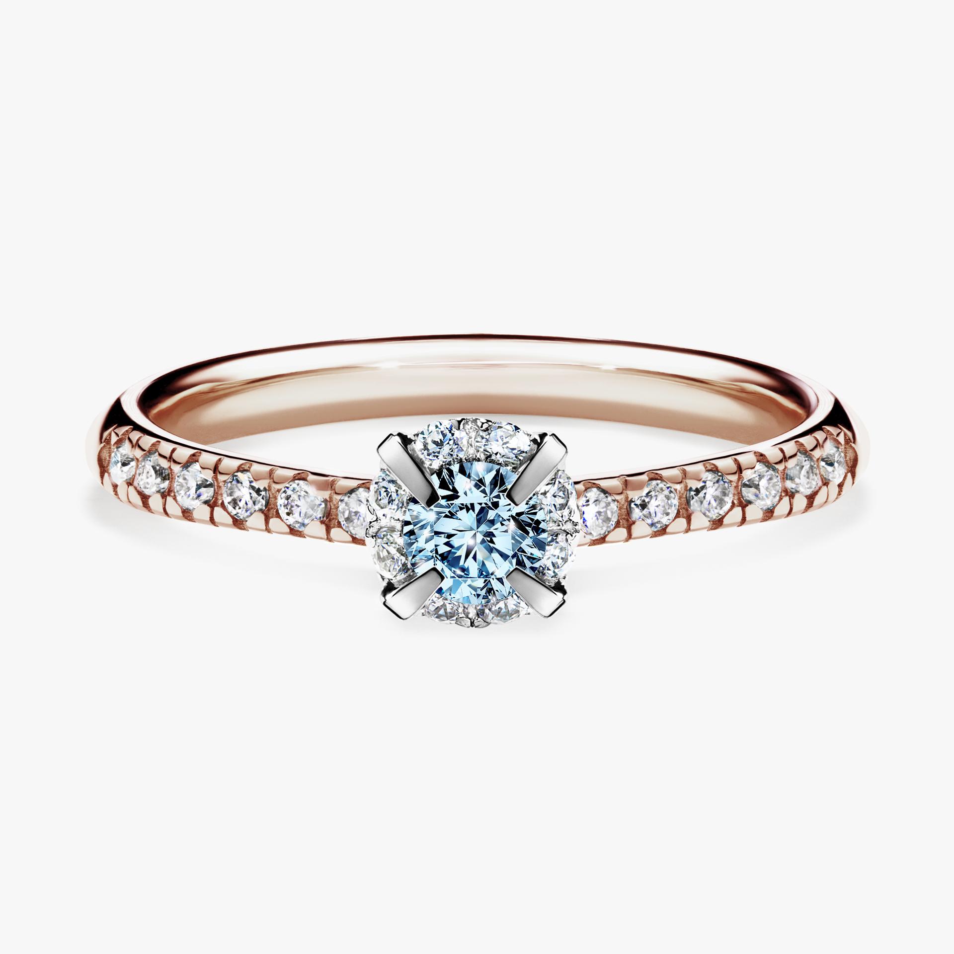 Pierscionek zareczynowy z diamentem niebieski 028 CT z rozowego zlota my princess 01