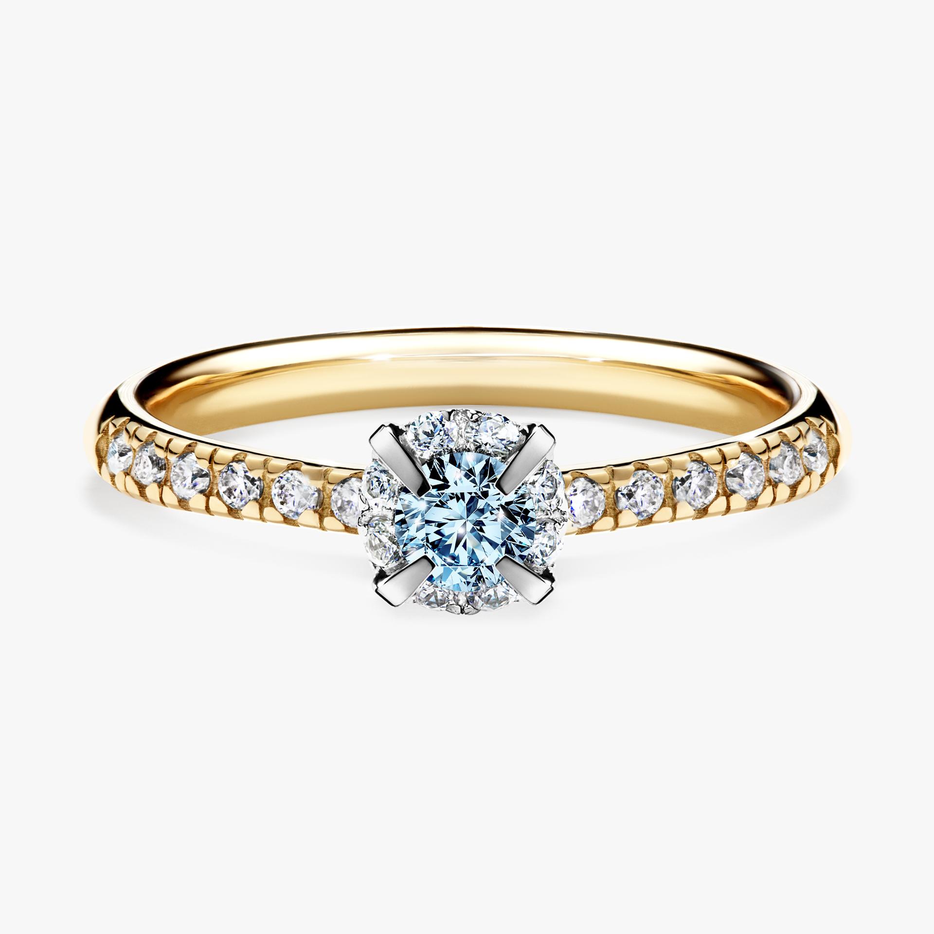 Pierscionek zareczynowy z diamentem niebieski 028 CT z zoltego zlota my princess 01