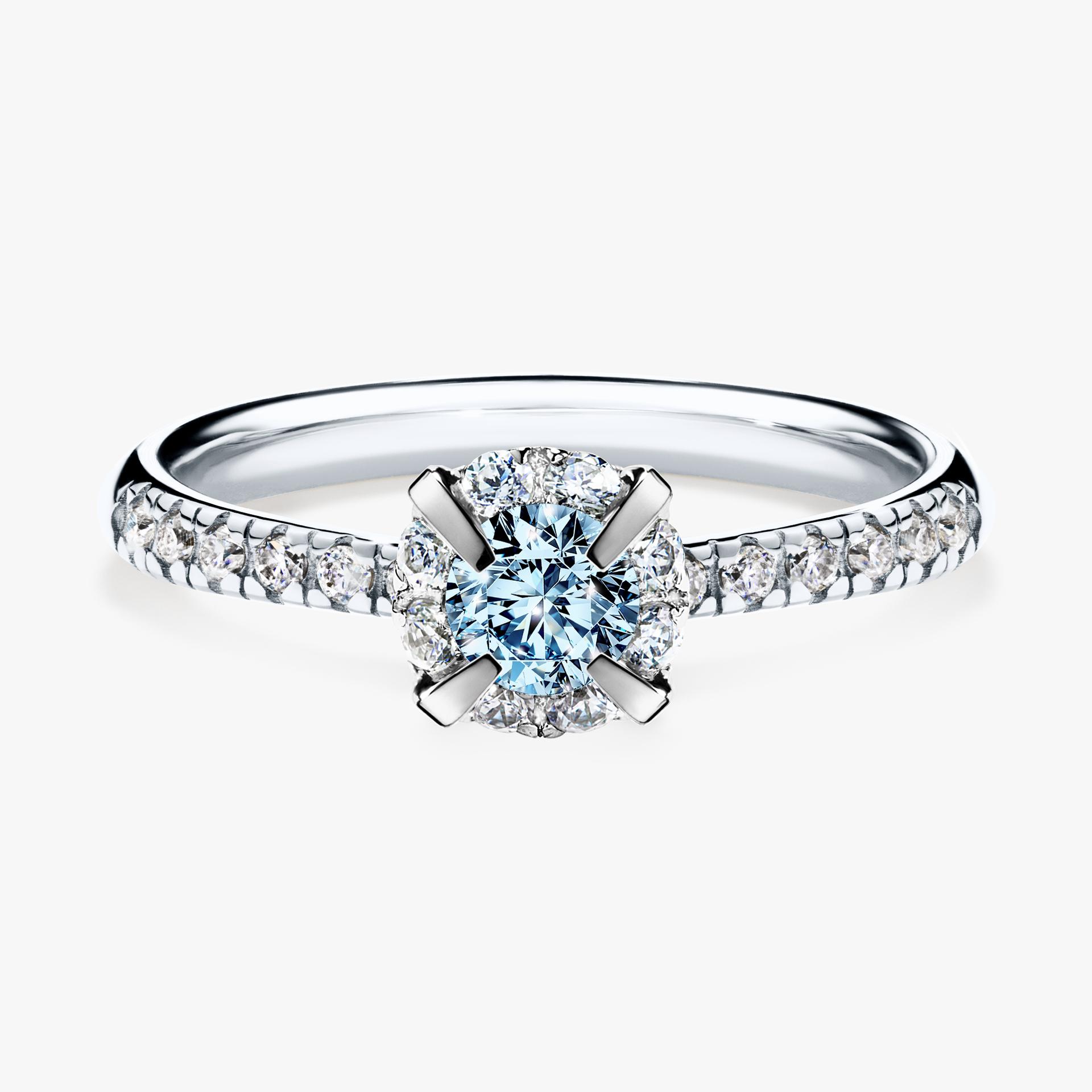 Pierscionek zareczynowy z diamentem niebieski 047 CT z bialego zlota my princess 01
