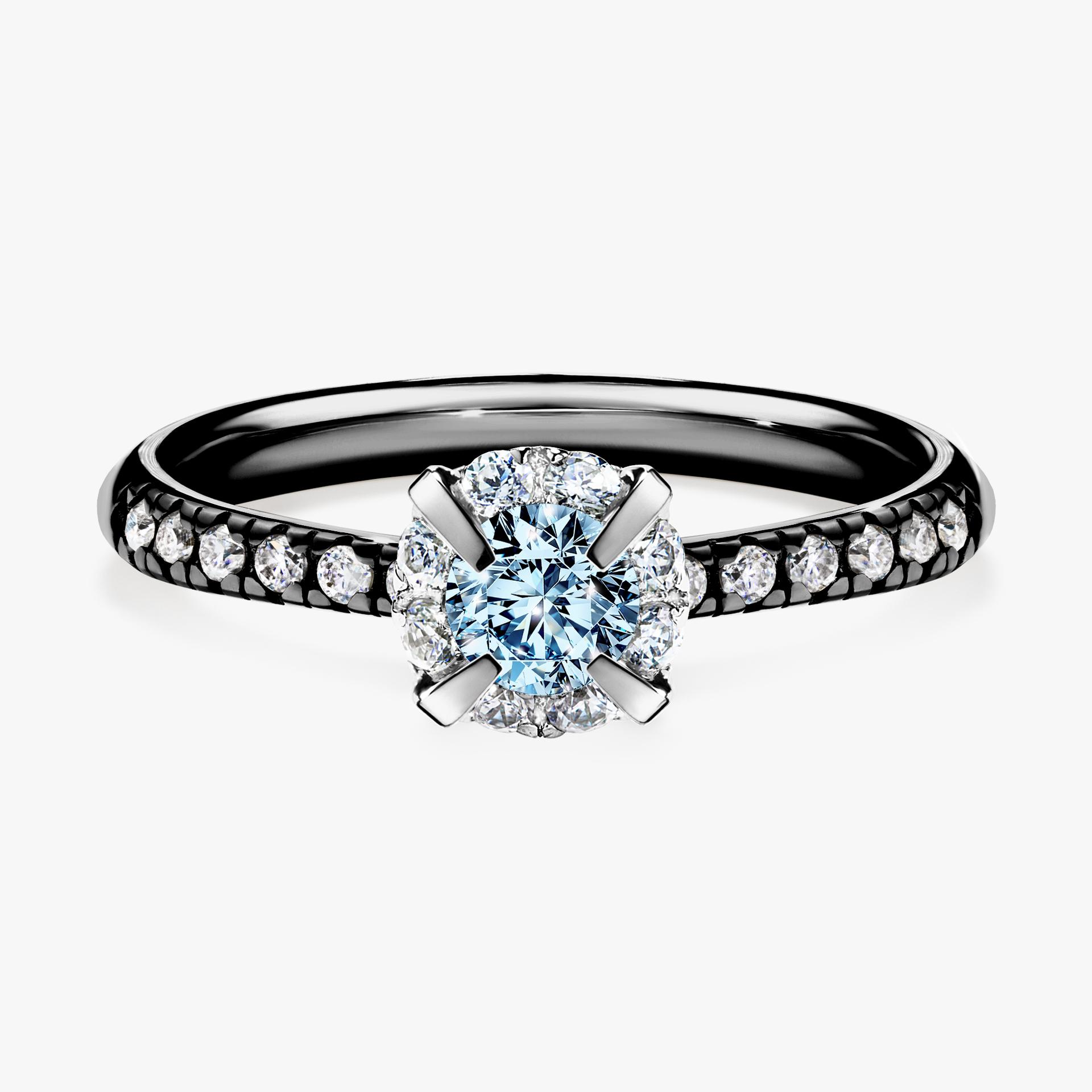 Pierscionek zareczynowy z diamentem niebieski 047 CT z czarnego zlota my princess 01