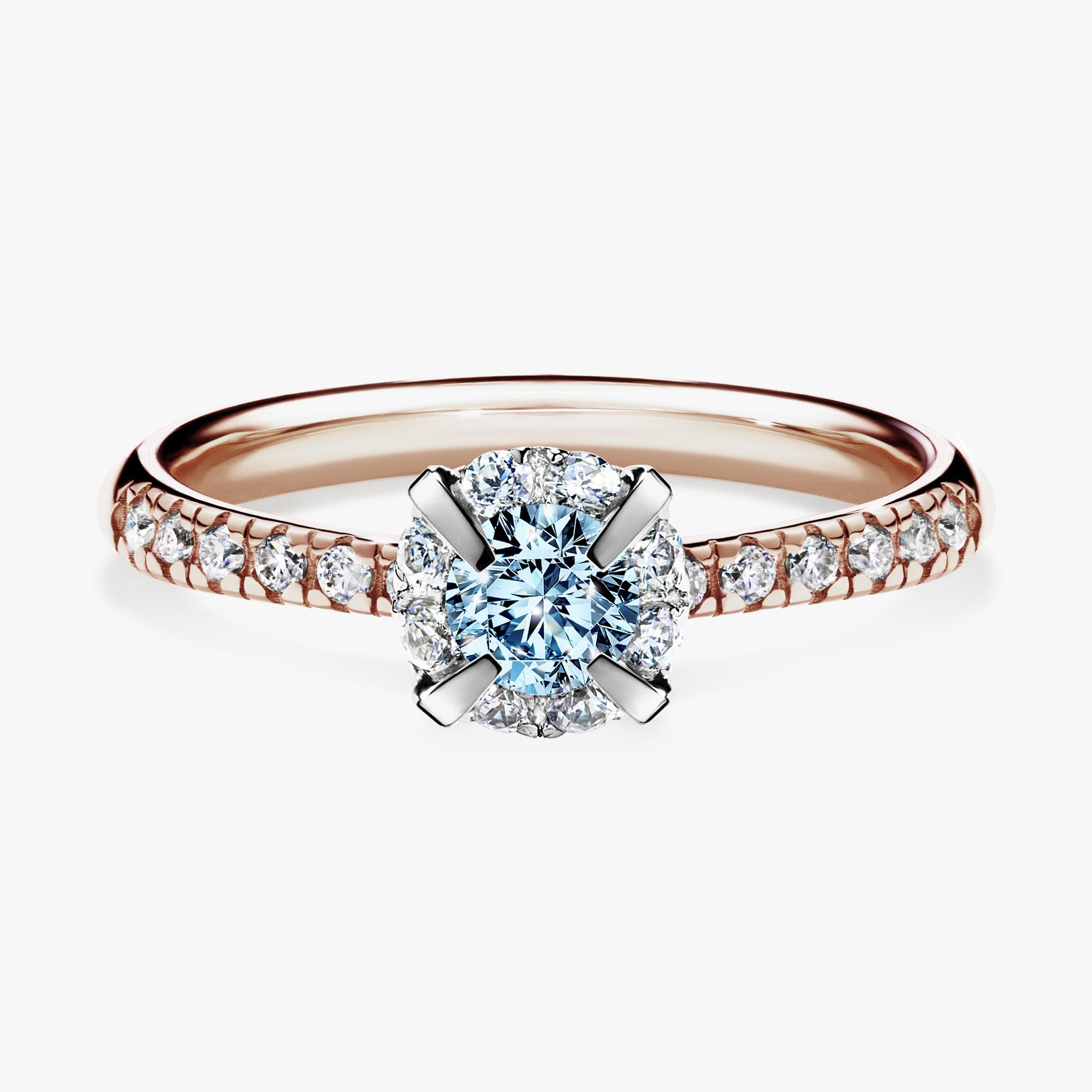 Pierscionek zareczynowy z diamentem niebieski 047 CT z rozowego zlota my princess 01