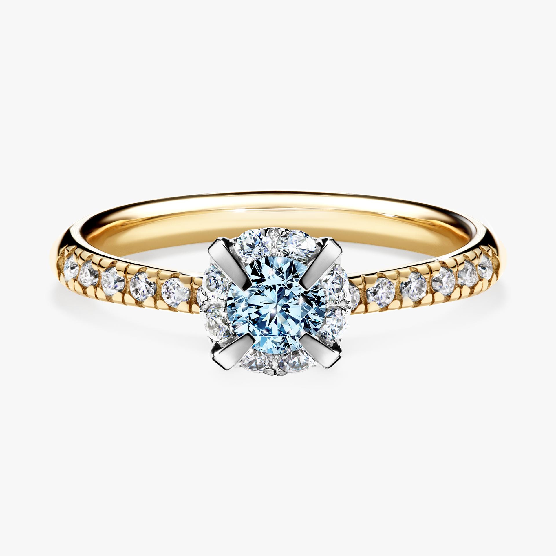 Pierscionek zareczynowy z diamentem niebieski 047 CT z zoltego zlota my princess 01
