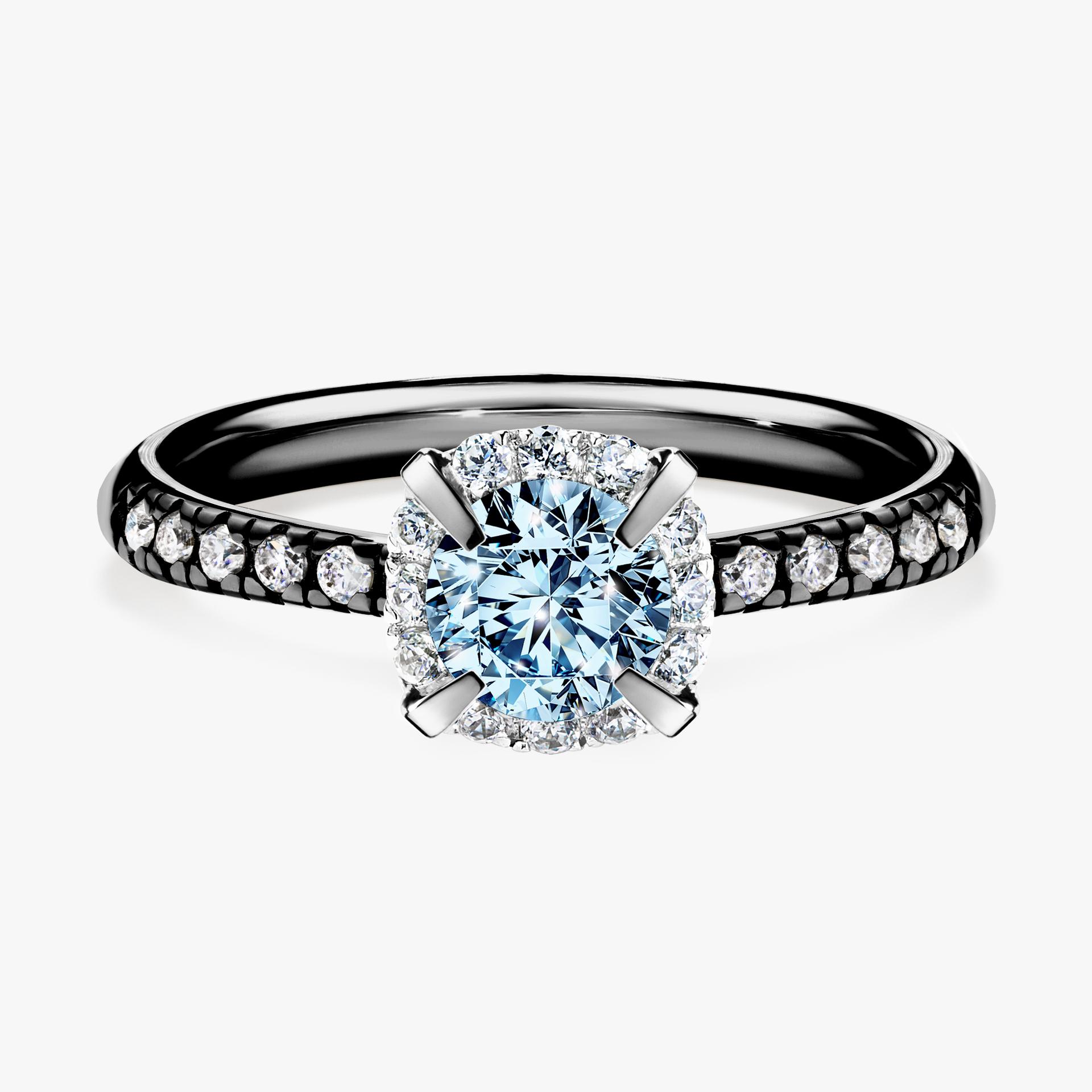 Pierscionek zareczynowy z diamentem niebieski 076 CT z czarnego zlota my princess 01
