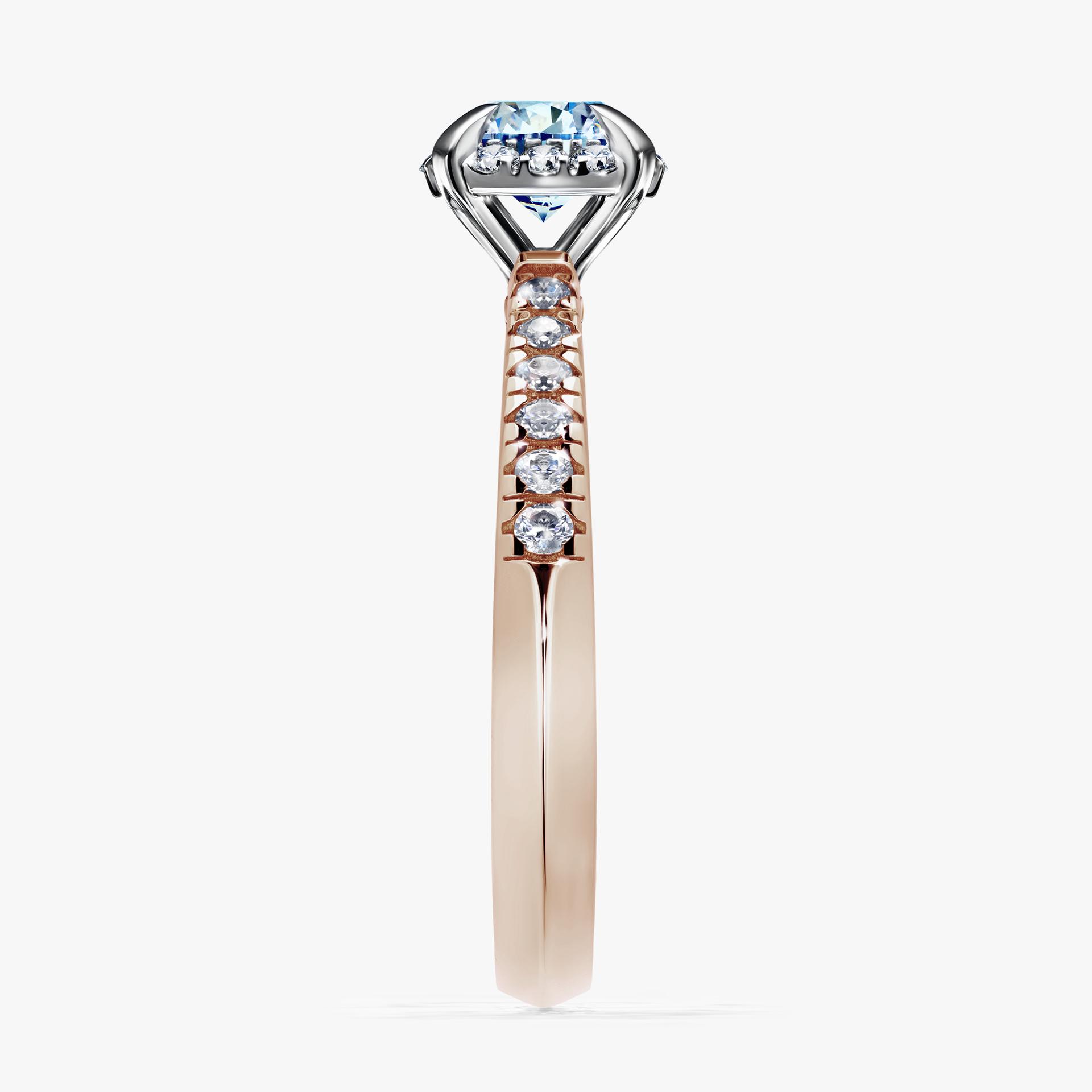 Pierścionek zaręczynowy My Princess z różowego złota z niebieskim diamentem 0,76ct