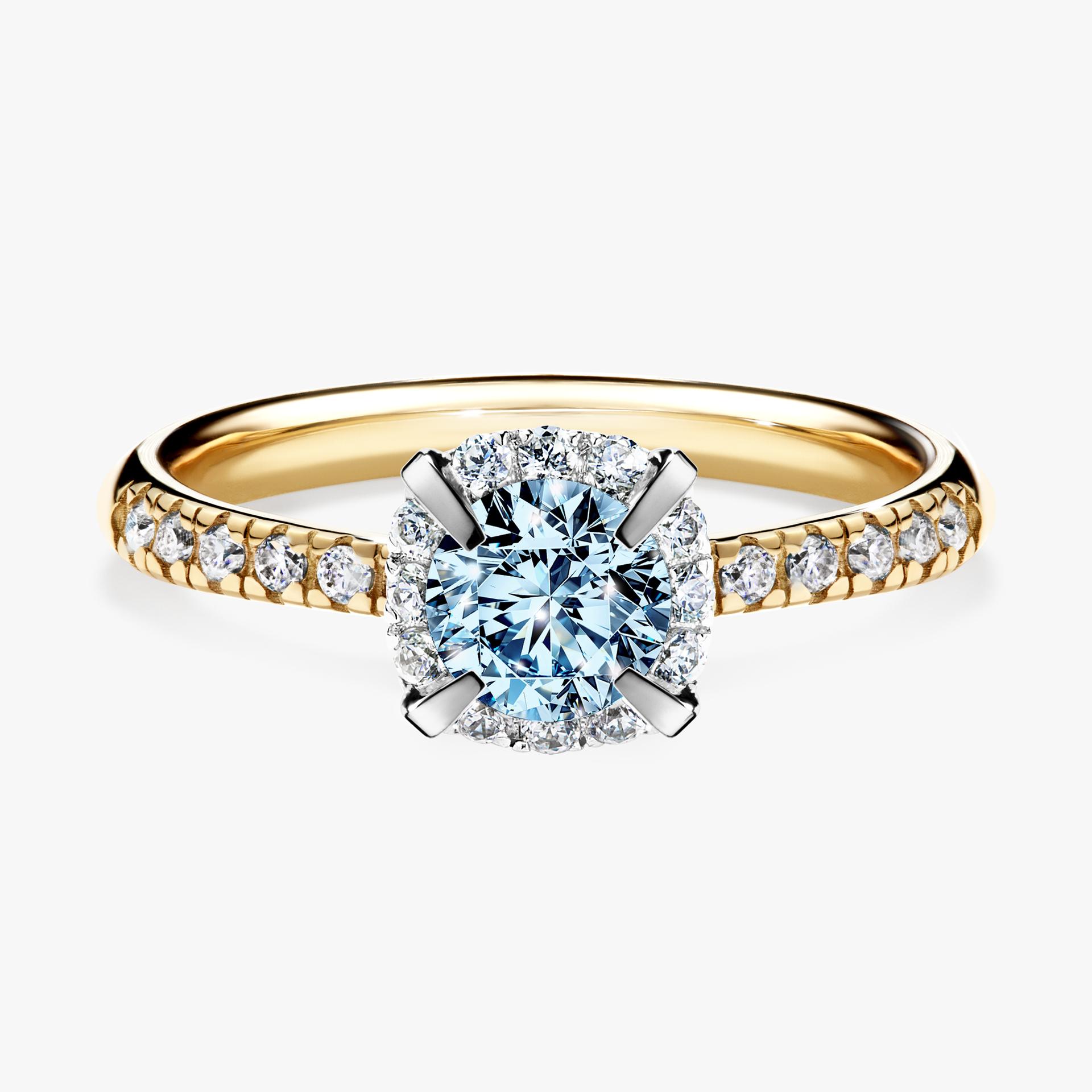 Pierscionek zareczynowy z diamentem niebieski 076 CT z zoltego zlota my princess 01