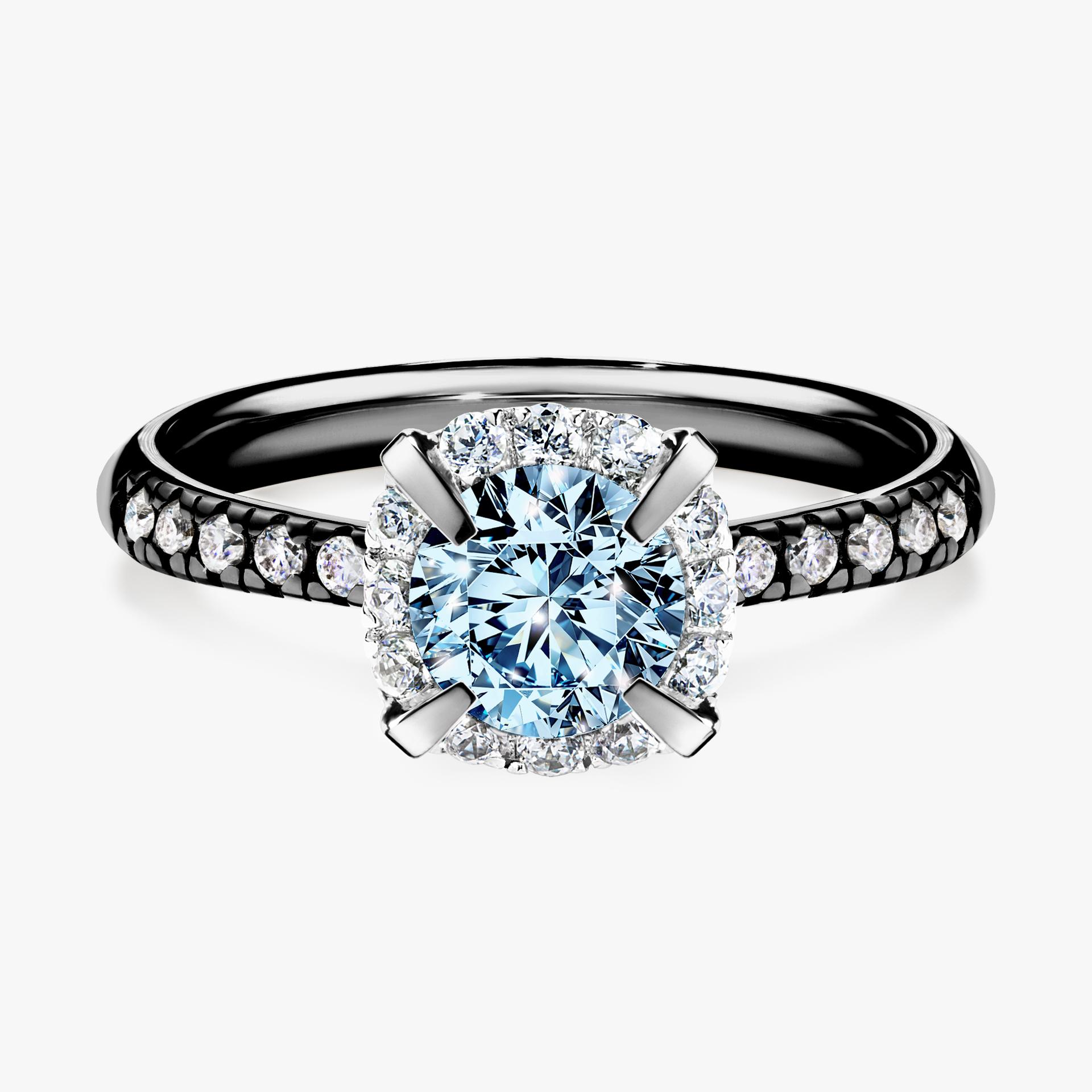 Pierscionek zareczynowy z diamentem niebieski 118 CT z czarnego zlota my princess 01