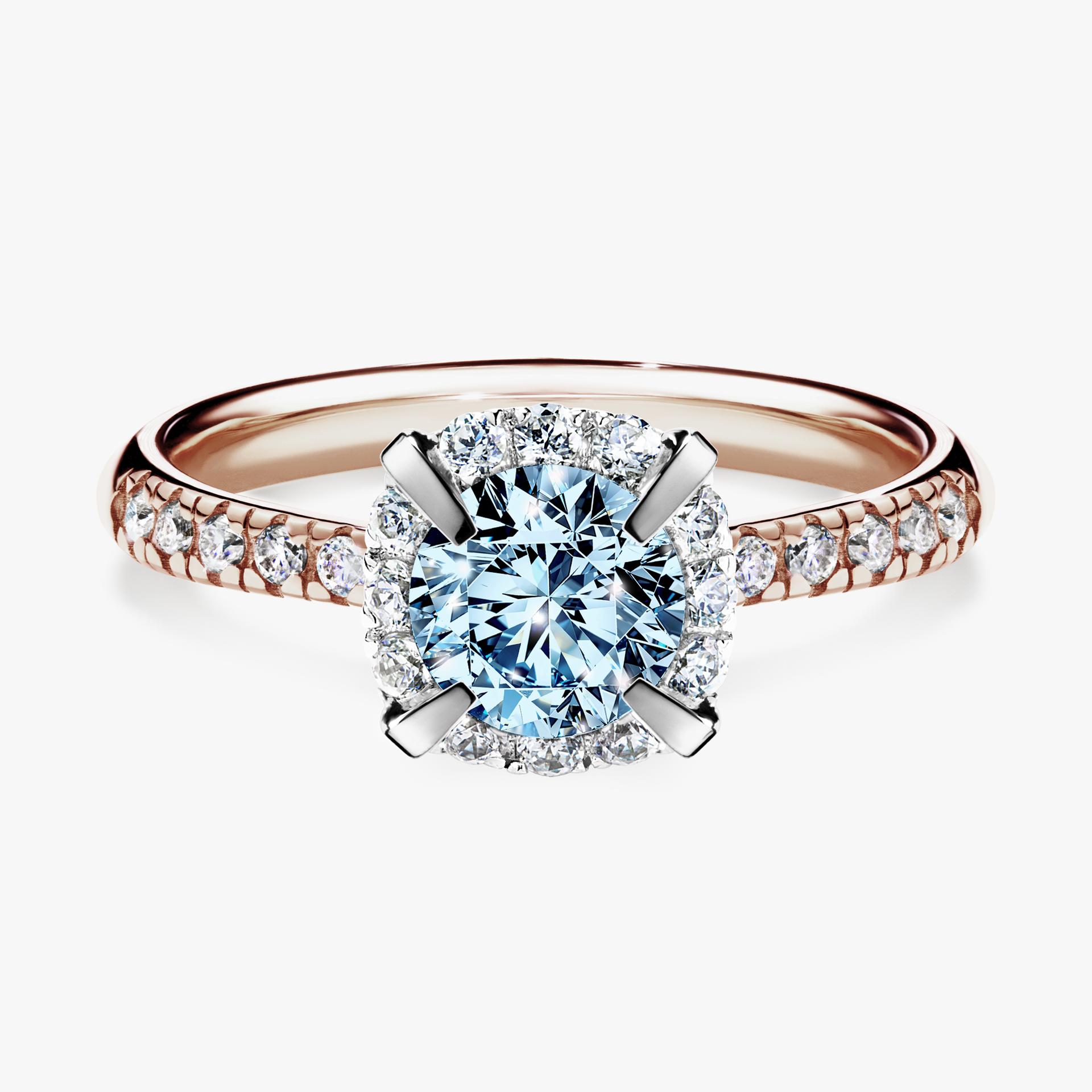 Pierścionek zaręczynowy My Princess z różowego złota z niebieskim diamentem 1,18ct