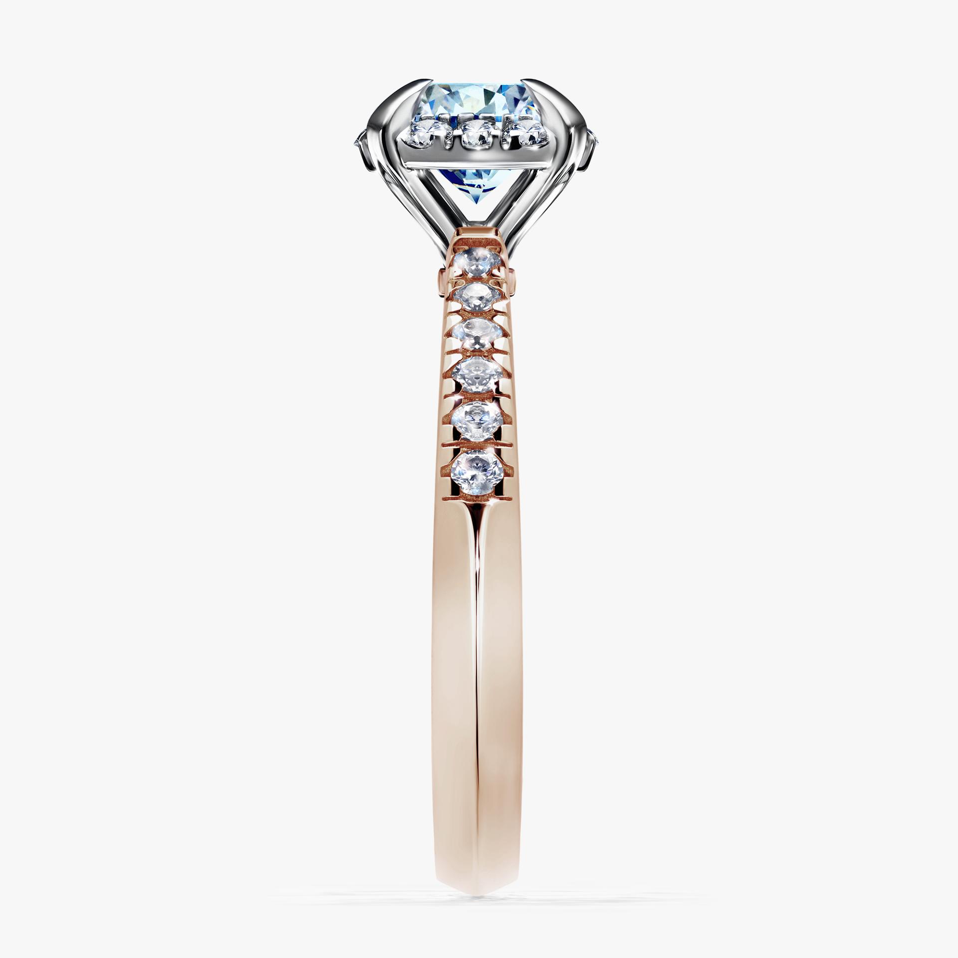 Pierścionek zaręczynowy My Princess z różowego złota z niebieskim diamentem 1,18ct