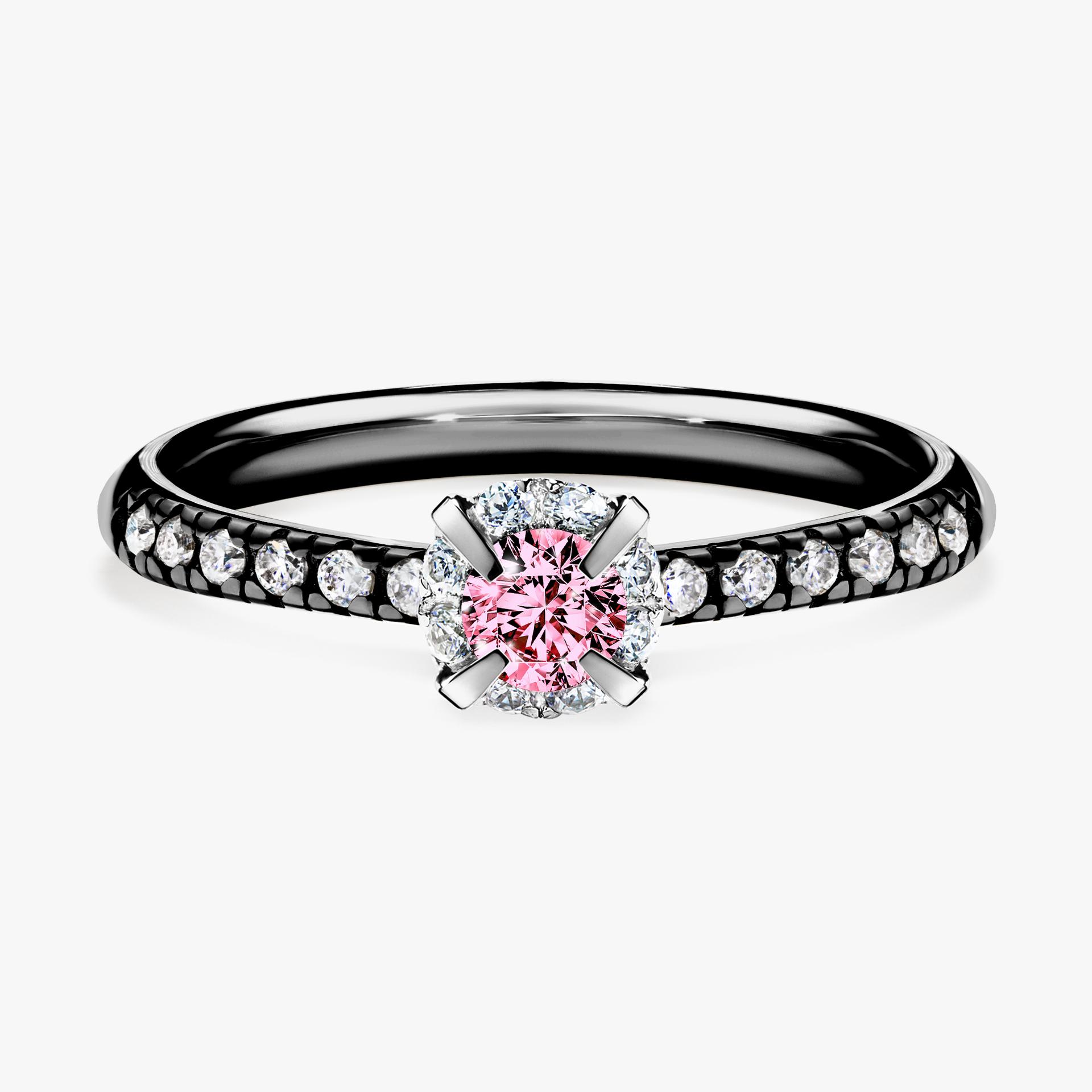 Pierscionek zareczynowy z diamentem rozowy 028 CT z czarnego zlota my princess 01
