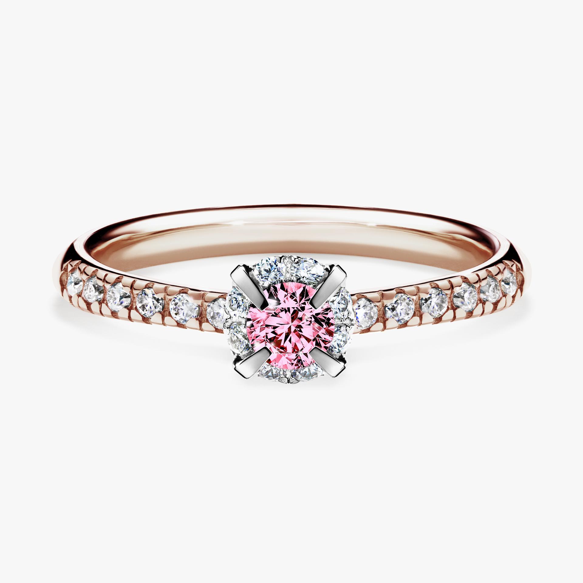 Pierscionek zareczynowy z diamentem rozowy 028 CT z rozowego zlota my princess 01