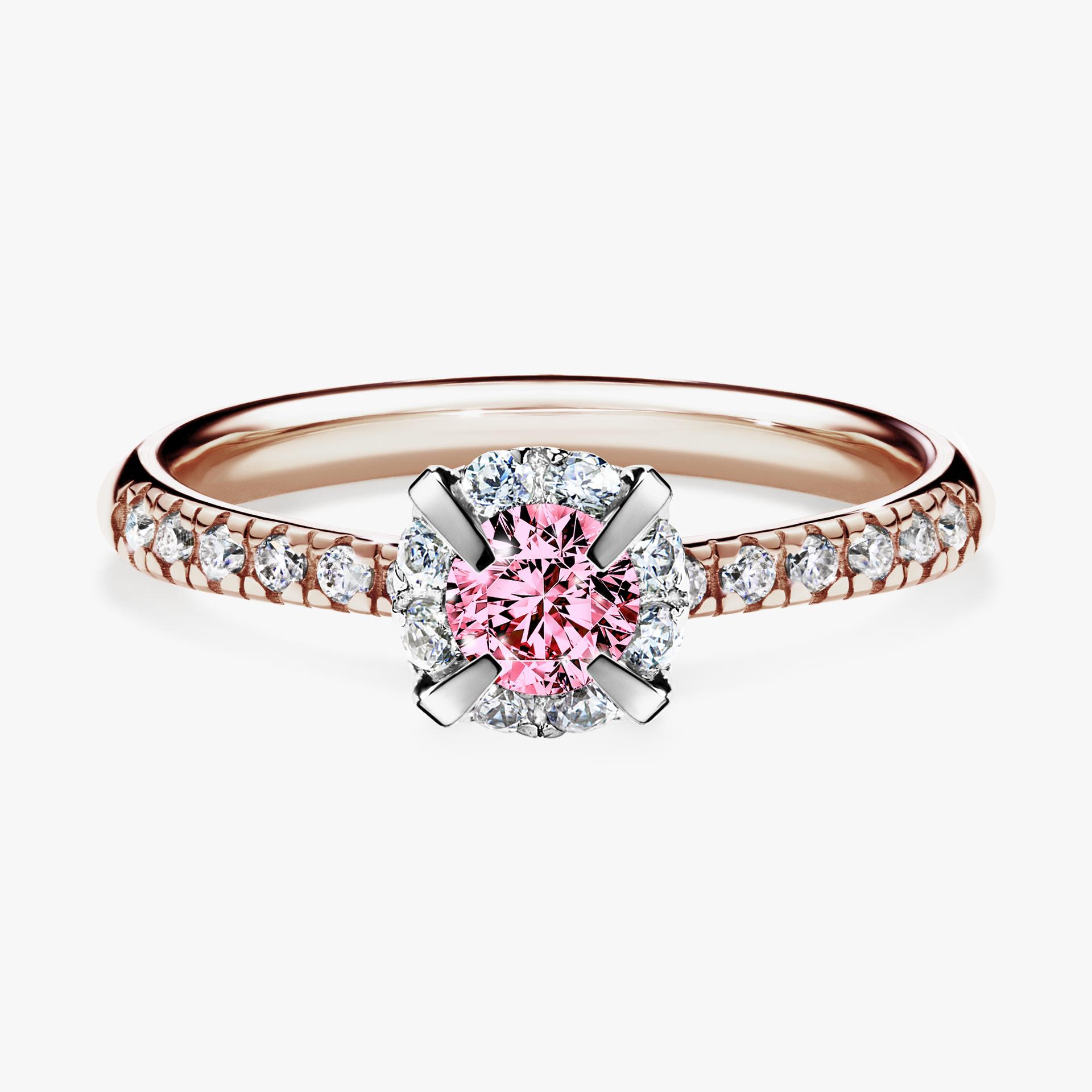 Pierscionek zareczynowy z diamentem rozowy 047 CT z rozowego zlota my princess 01