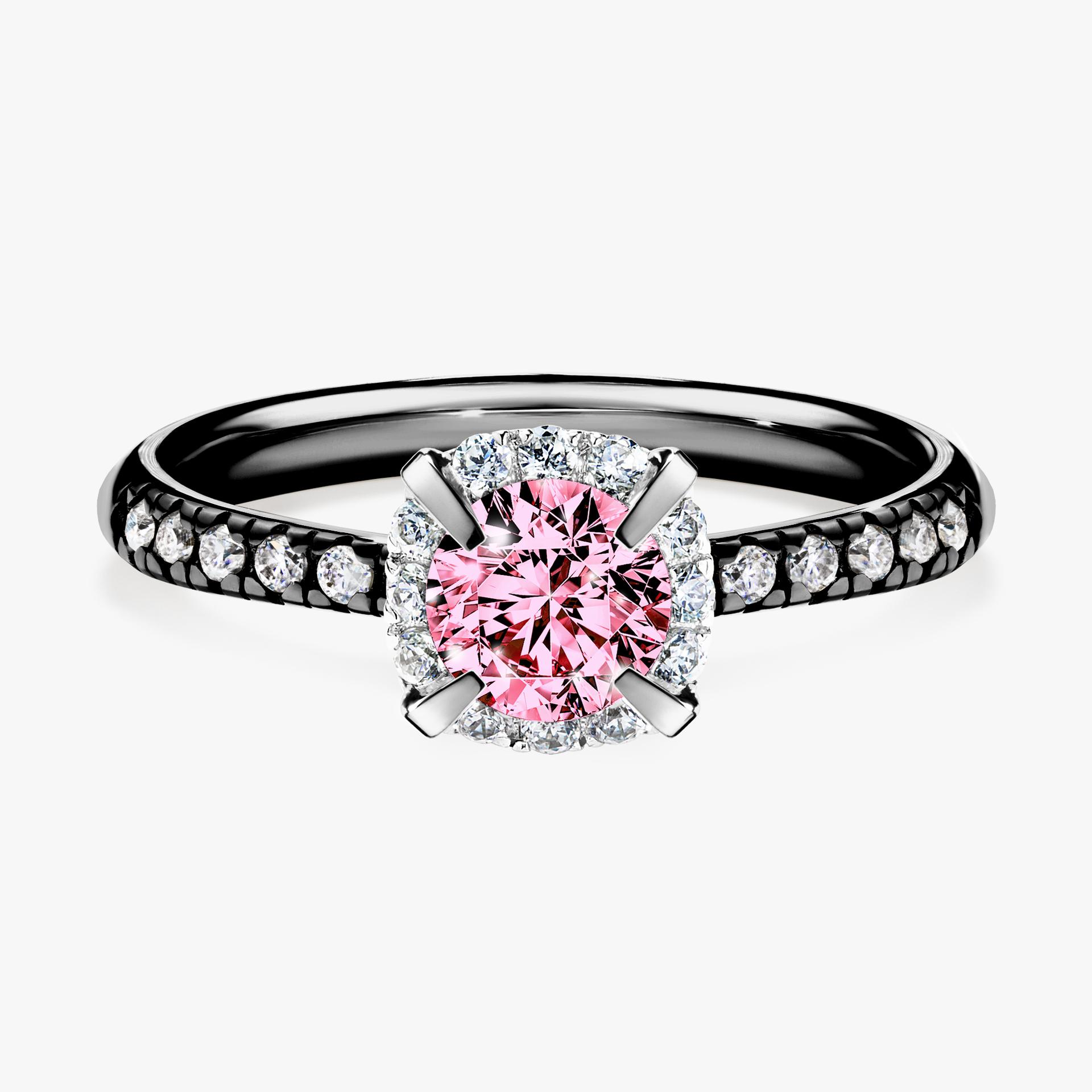 Pierscionek zareczynowy z diamentem rozowy 076 CT z czarnego zlota my princess 01