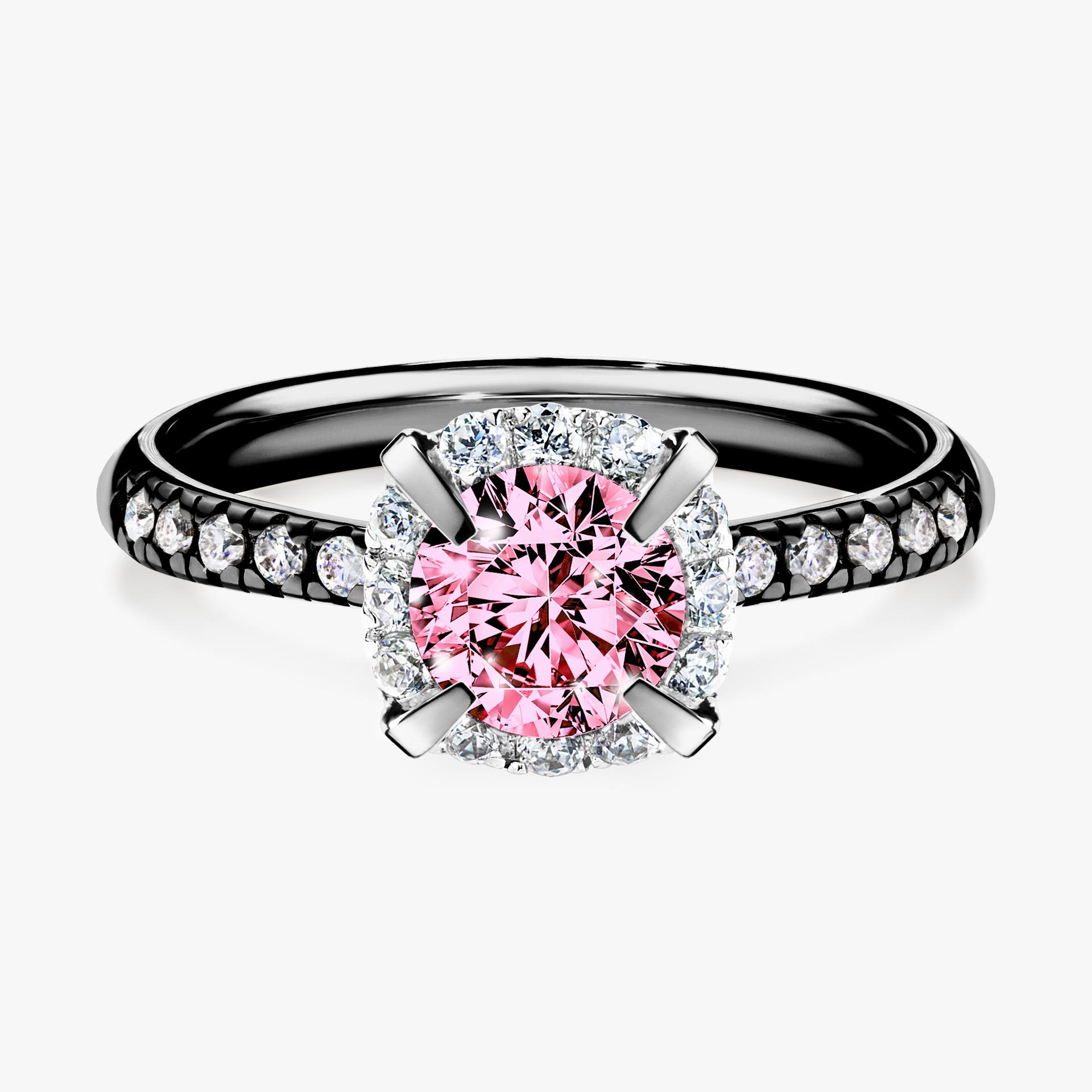Pierścionek zaręczynowy My Princess z czarnego złota z różowym diamentem 1,18ct