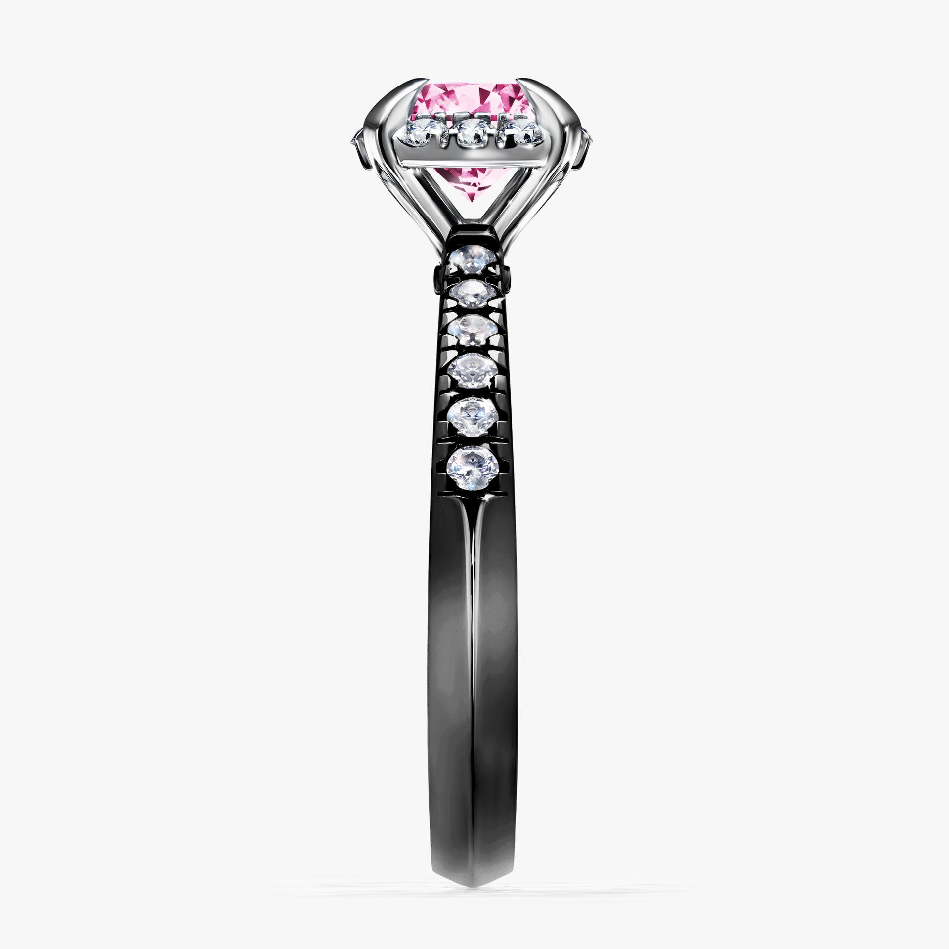 Pierścionek zaręczynowy My Princess z czarnego złota z różowym diamentem 1,18ct