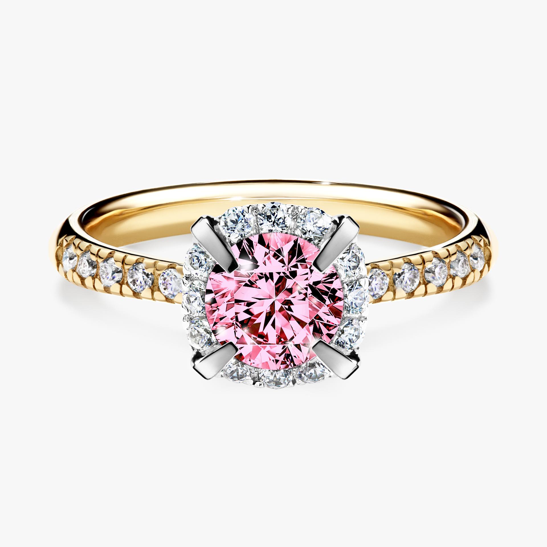 Pierscionek zareczynowy z diamentem rozowy 118 CT z zoltego zlota my princess 01