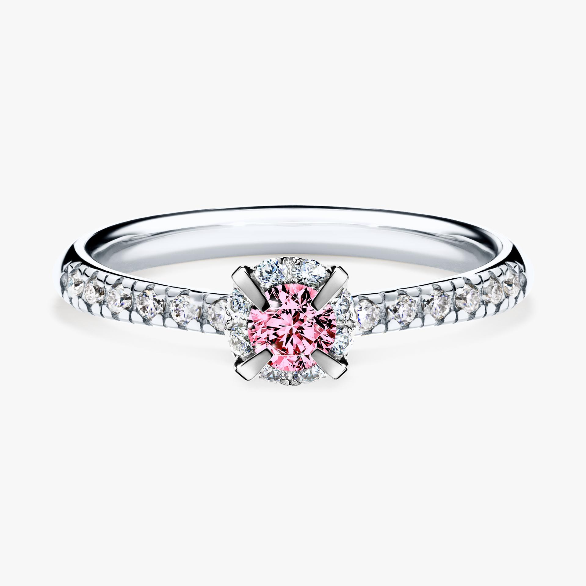 Pierścionek zaręczynowy My Princess z białego złota z różowym diamentem 0,28ct