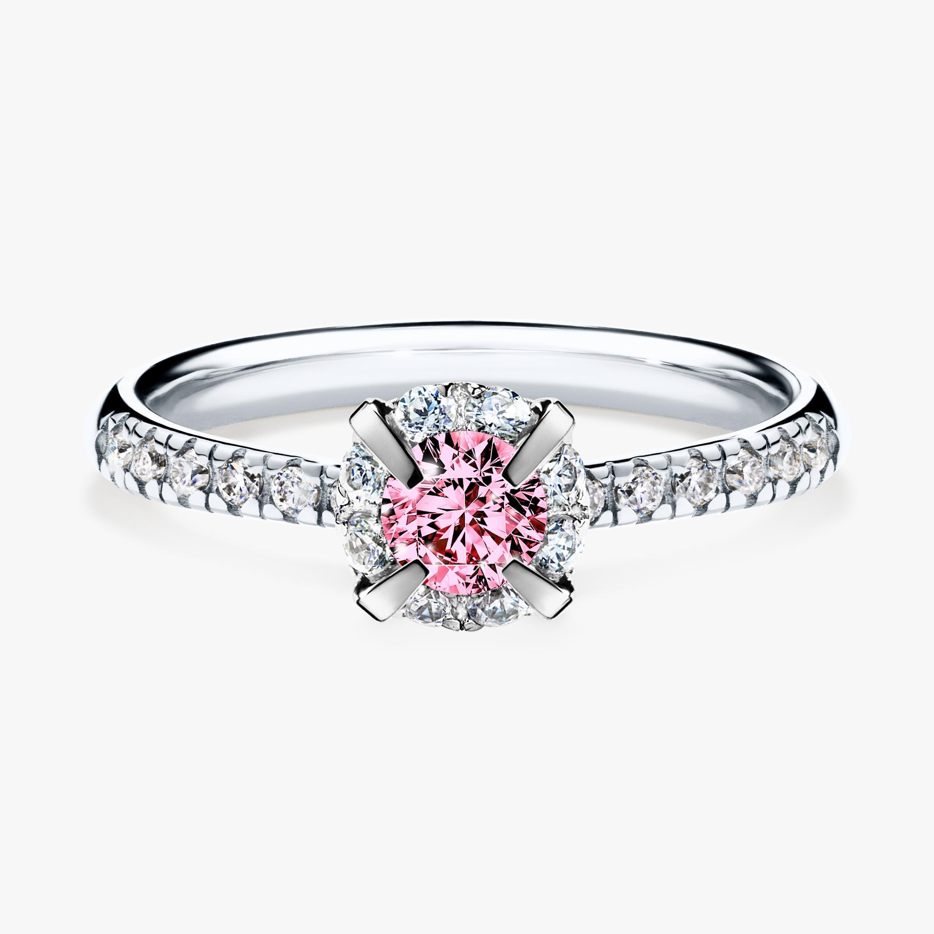 Pierscionek zareczynowy z diamentem rozowym 047 CT z bialego zlota my princess 01