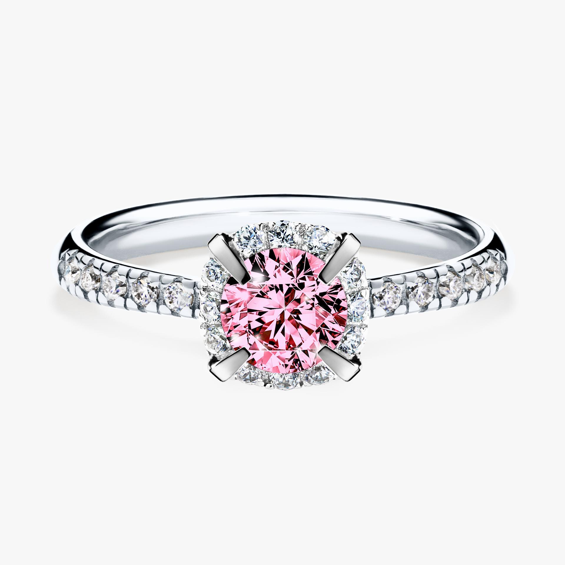 Pierscionek zareczynowy z diamentem rozowym 076 CT z bialego zlota my princess 01