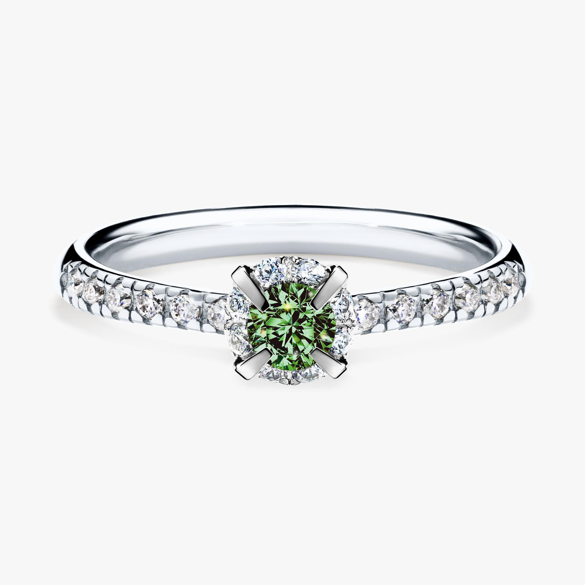 Pierscionek zareczynowy z diamentem zielony_ciemny 028 CT z bialego zlota my princess 01