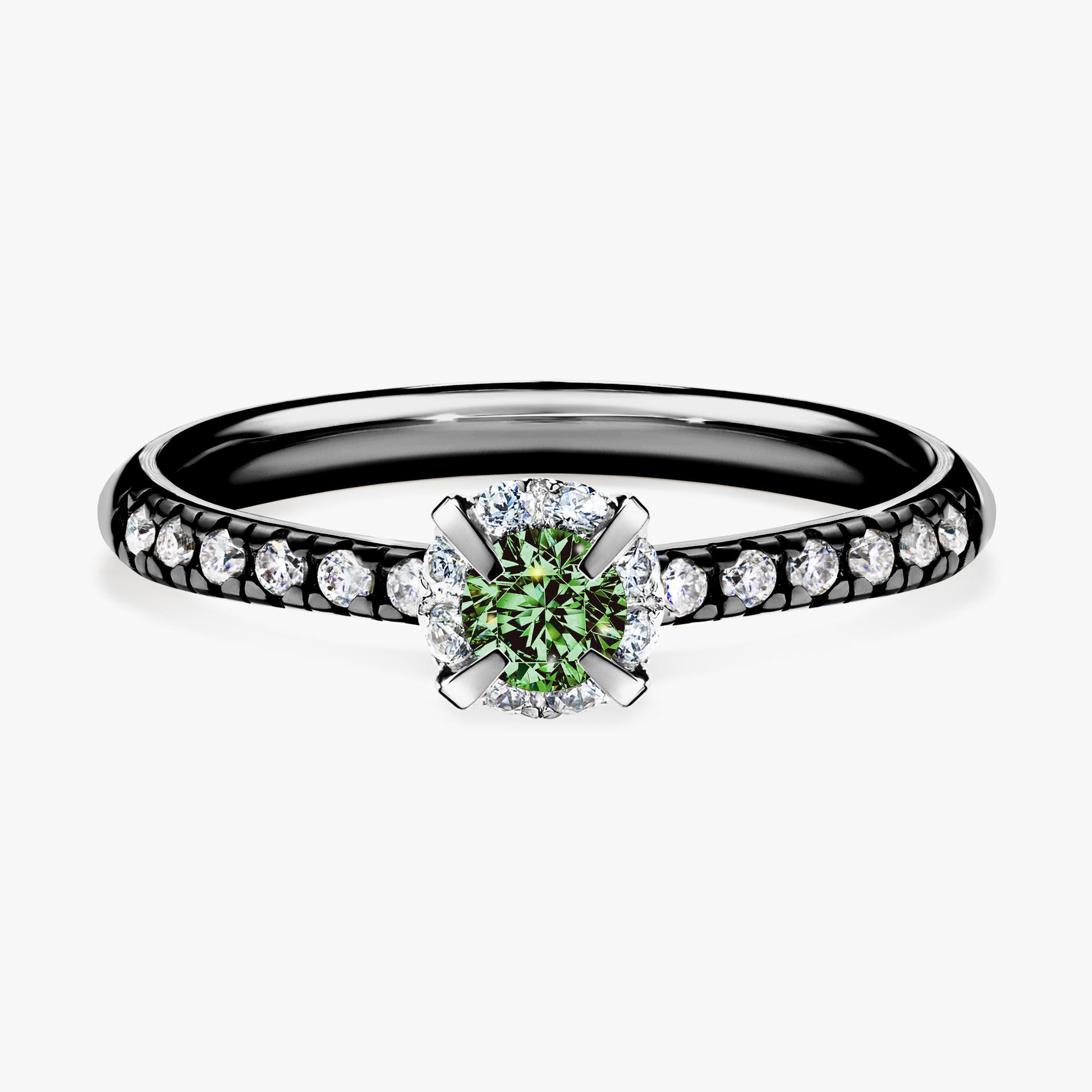 Pierscionek zareczynowy z diamentem zielony_ciemny 028 CT z czarnego zlota my princess 01