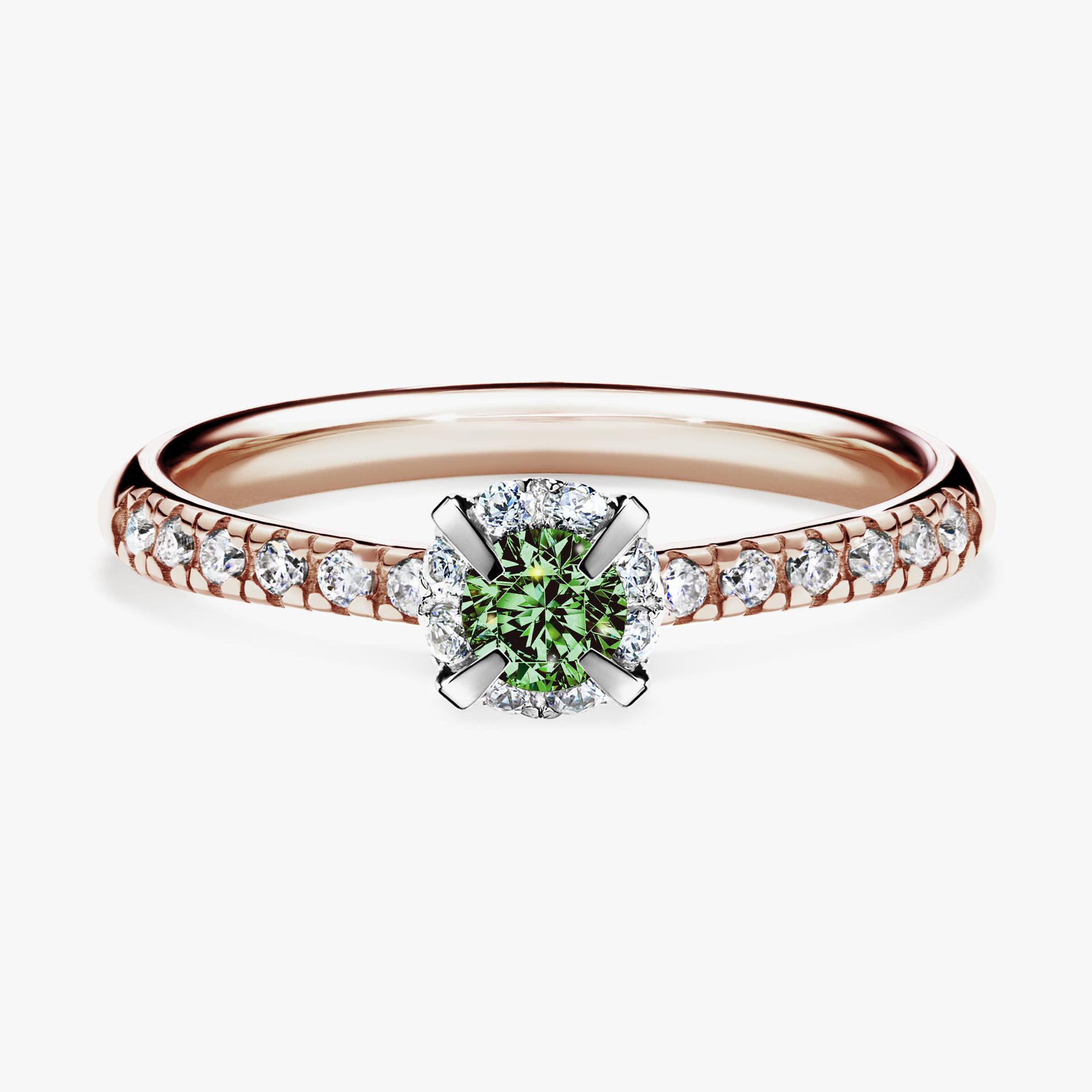 Pierscionek zareczynowy z diamentem zielony_ciemny 028 CT z rozowego zlota my princess 01