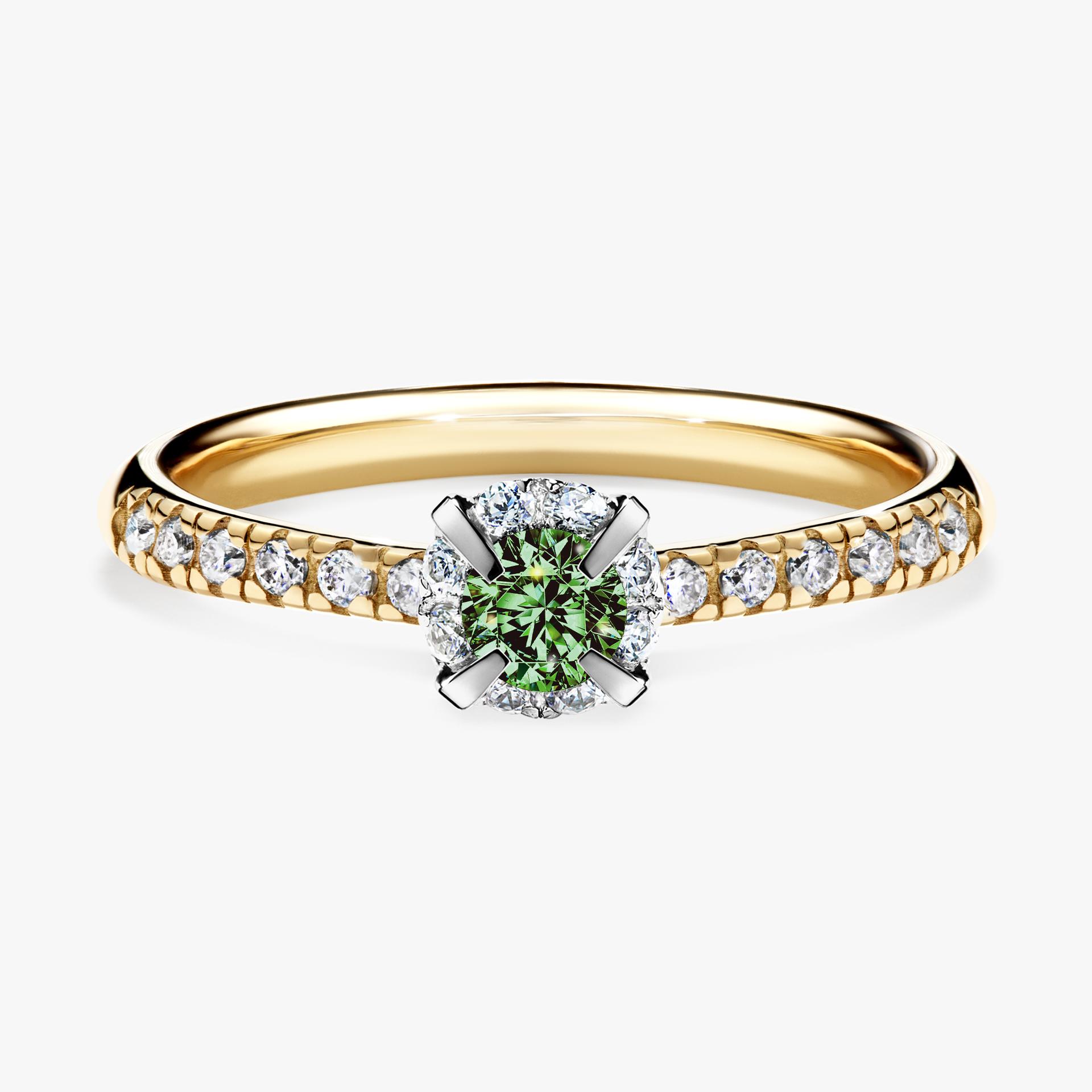 Pierscionek zareczynowy z diamentem zielony_ciemny 028 CT z zoltego zlota my princess 01