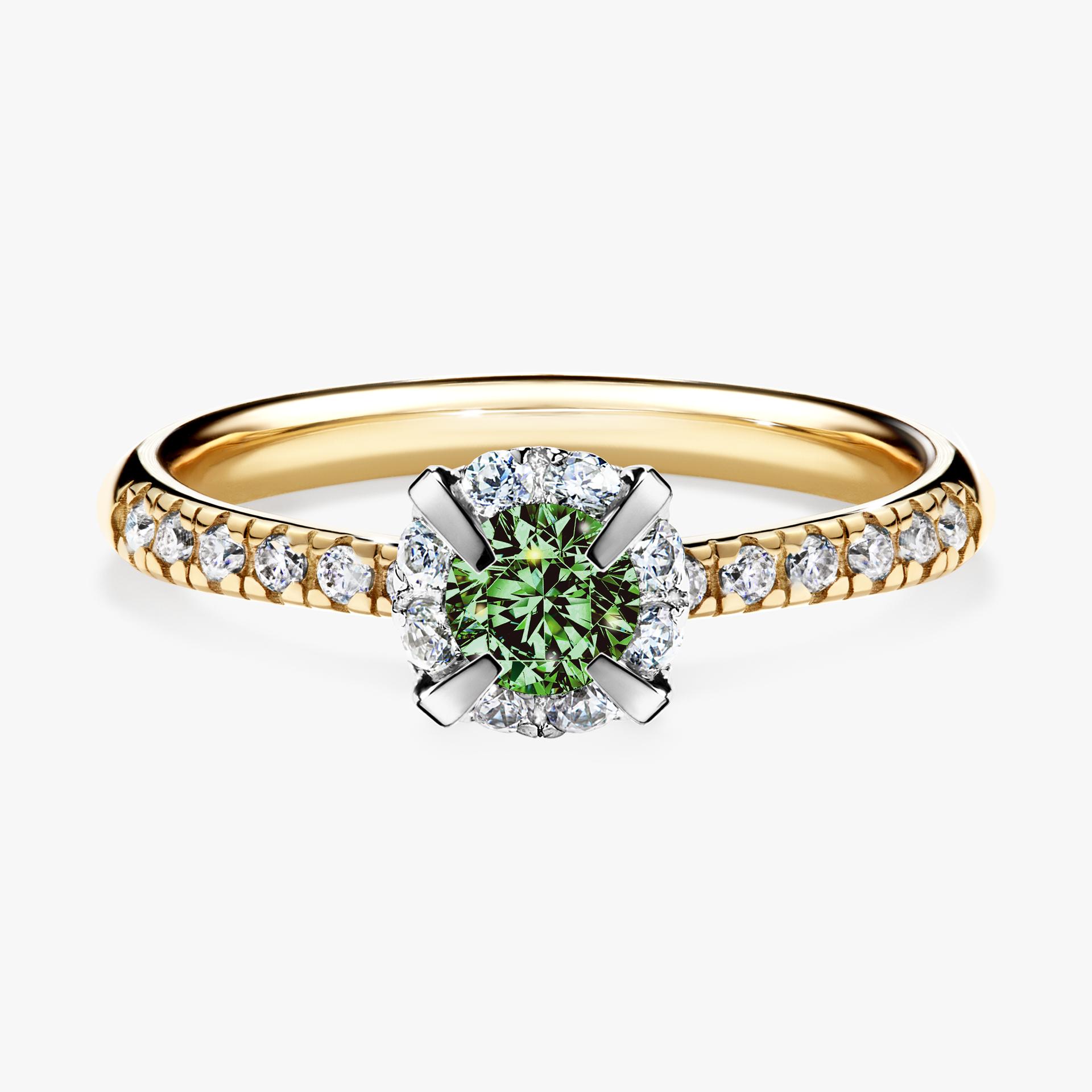 Pierscionek zareczynowy z diamentem zielony_ciemny 047 CT z zoltego zlota my princess 01