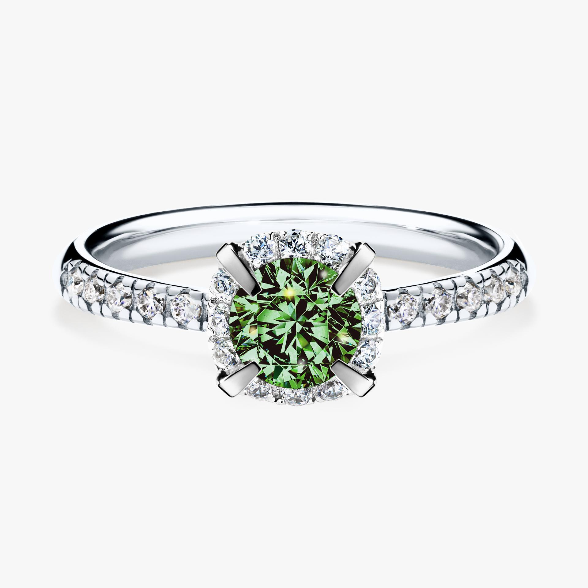 Pierscionek zareczynowy z diamentem zielony_ciemny 076 CT z bialego zlota my princess 01