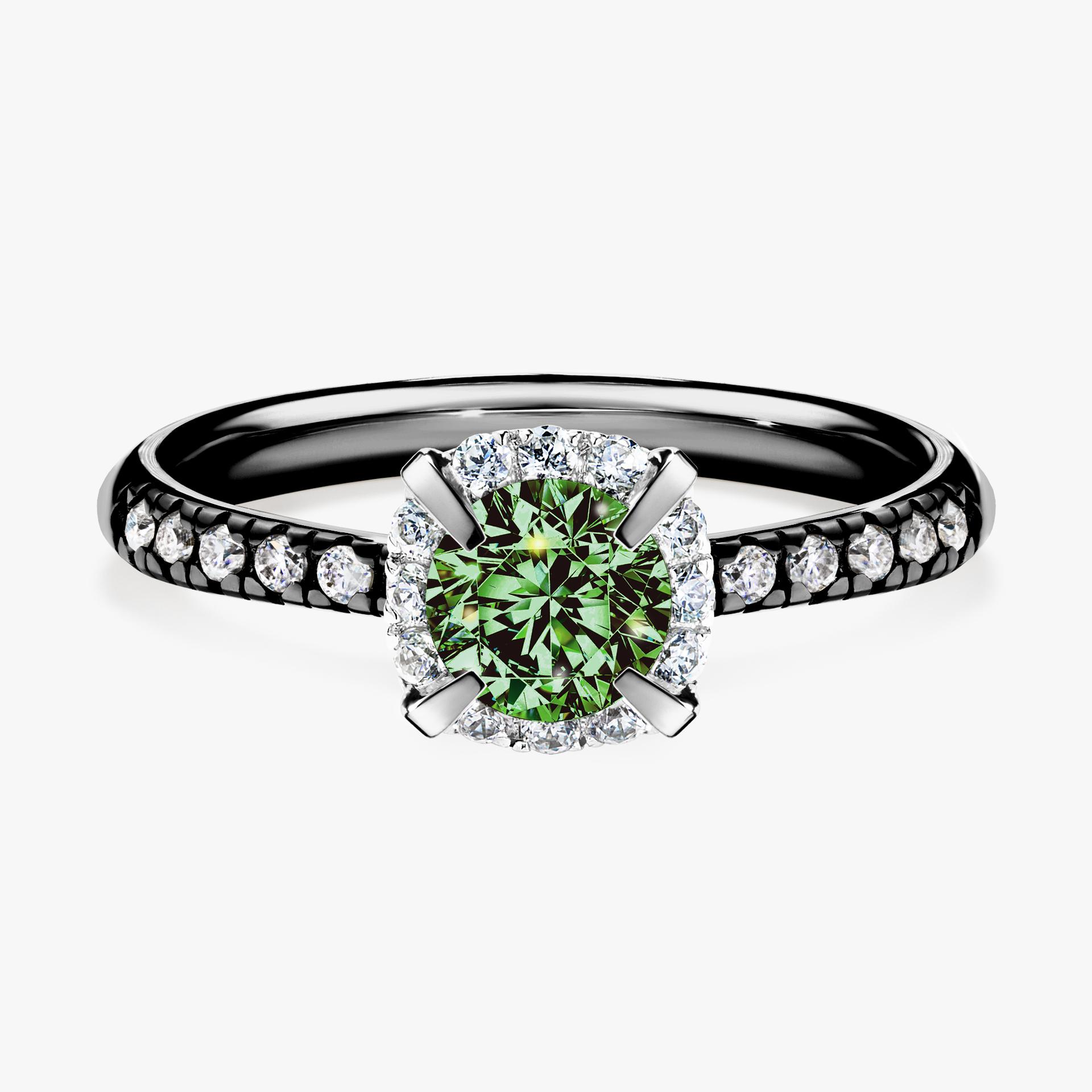 Pierscionek zareczynowy z diamentem zielony_ciemny 076 CT z czarnego zlota my princess 01