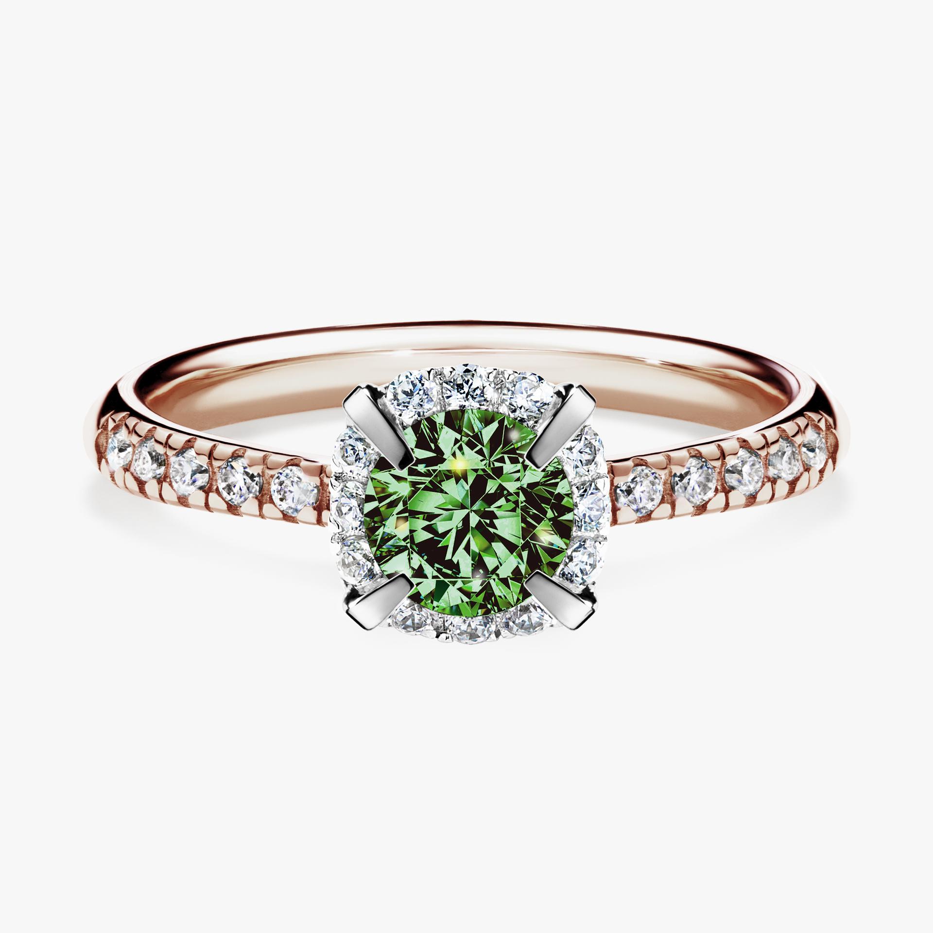 Pierscionek zareczynowy z diamentem zielony_ciemny 076 CT z rozowego zlota my princess 01