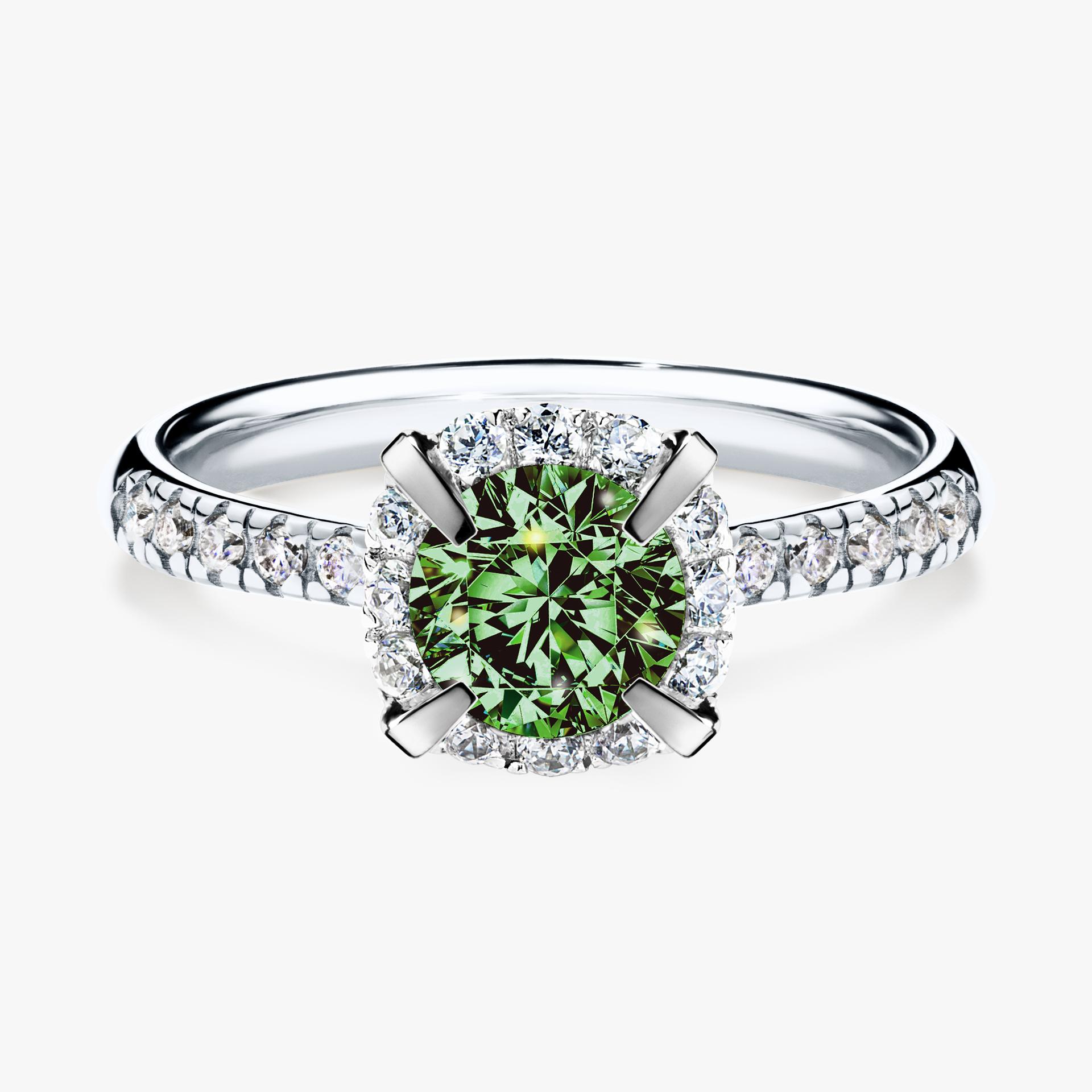 Pierscionek zareczynowy z diamentem zielony_ciemny 118 CT z bialego zlota my princess 01
