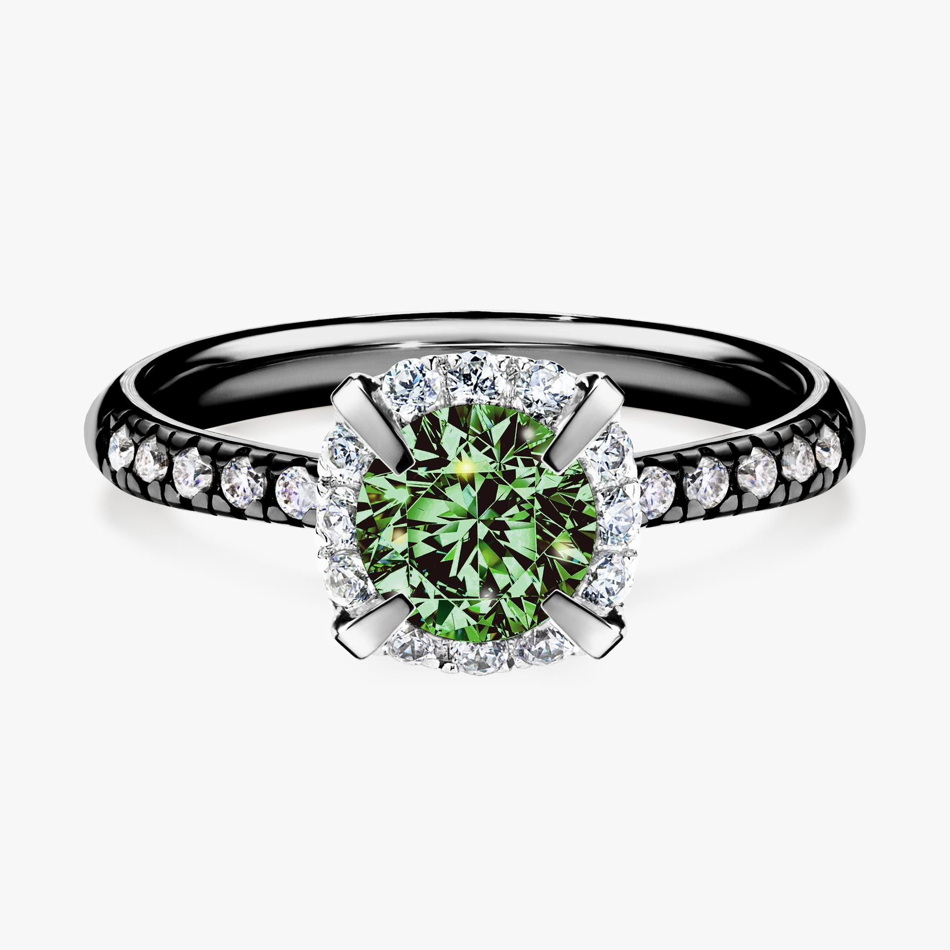 Pierscionek zareczynowy z diamentem zielony_ciemny 118 CT z czarnego zlota my princess 01