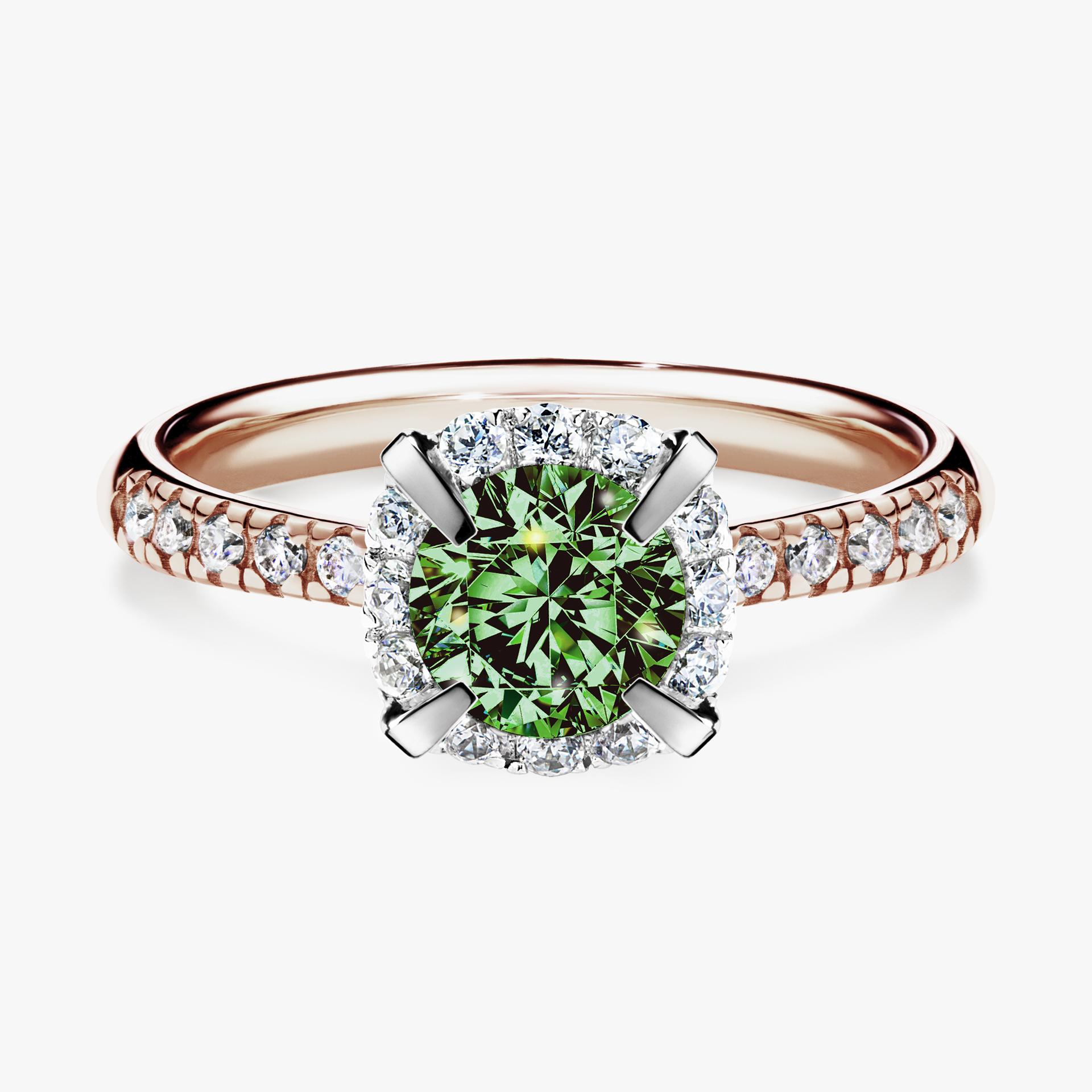 Pierscionek zareczynowy z diamentem zielony_ciemny 118 CT z rozowego zlota my princess 01
