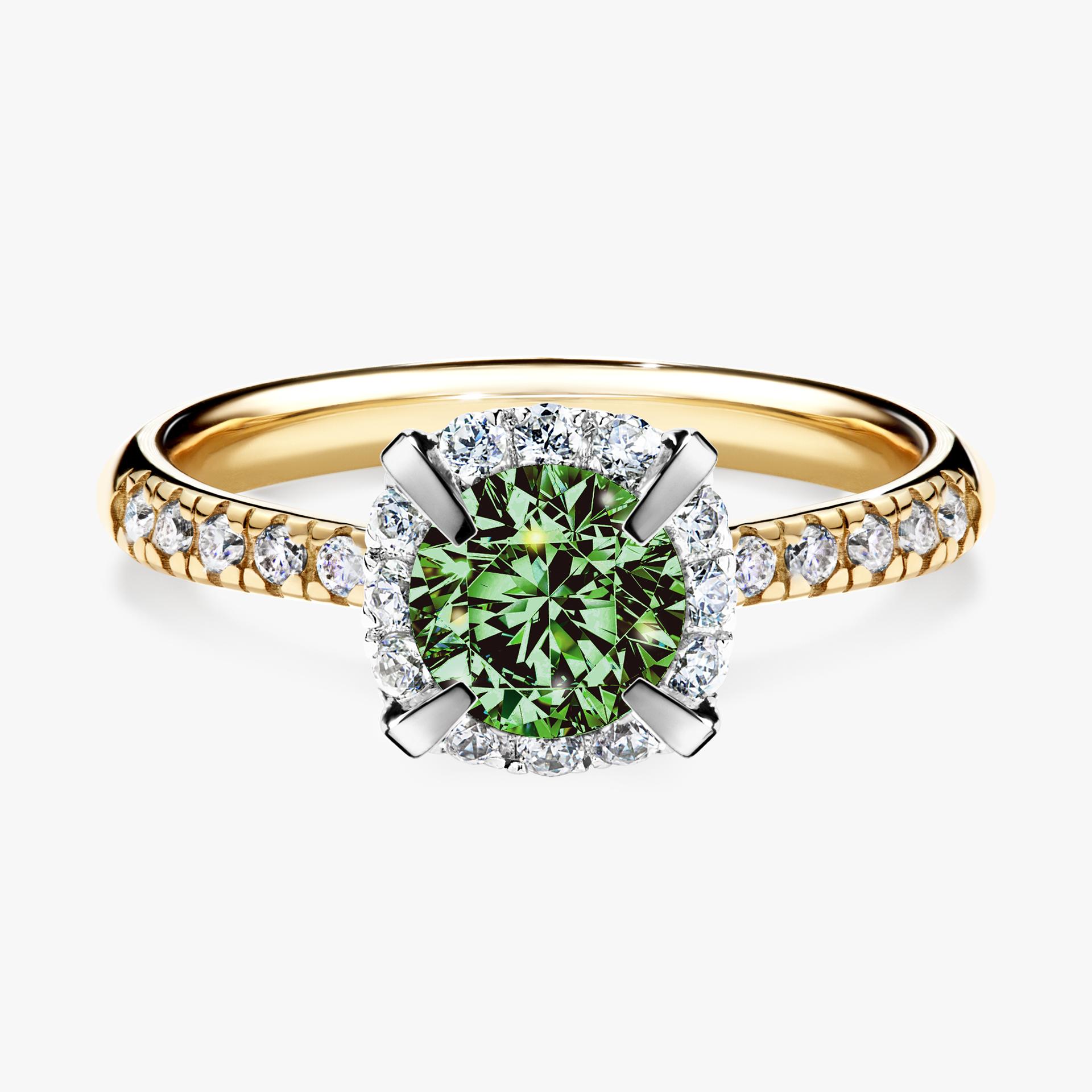 Pierścionek zaręczynowy My Princess z żółtego złota z ciemnym zielonym diamentem 1,18ct