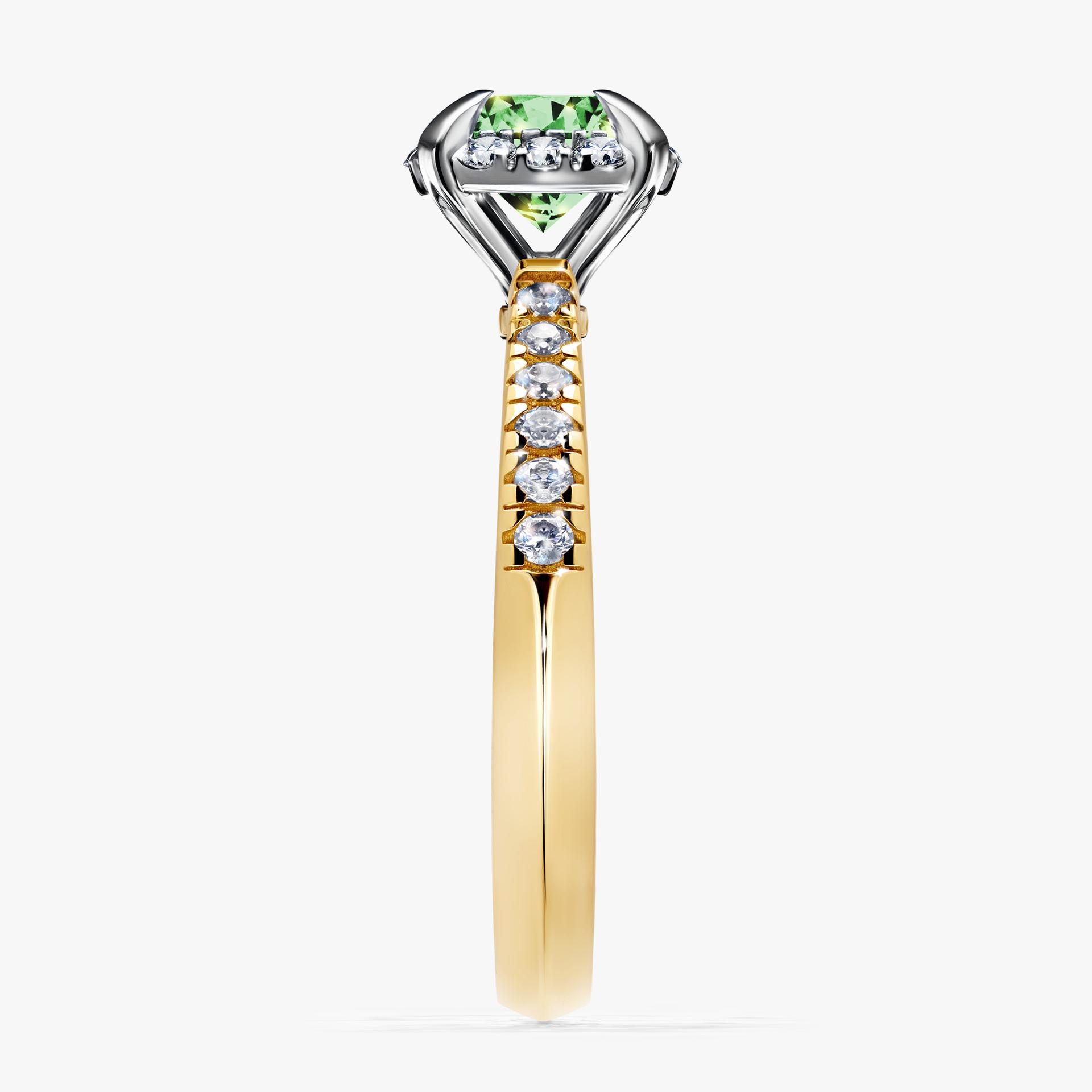Pierścionek zaręczynowy My Princess z żółtego złota z ciemnym zielonym diamentem 1,18ct