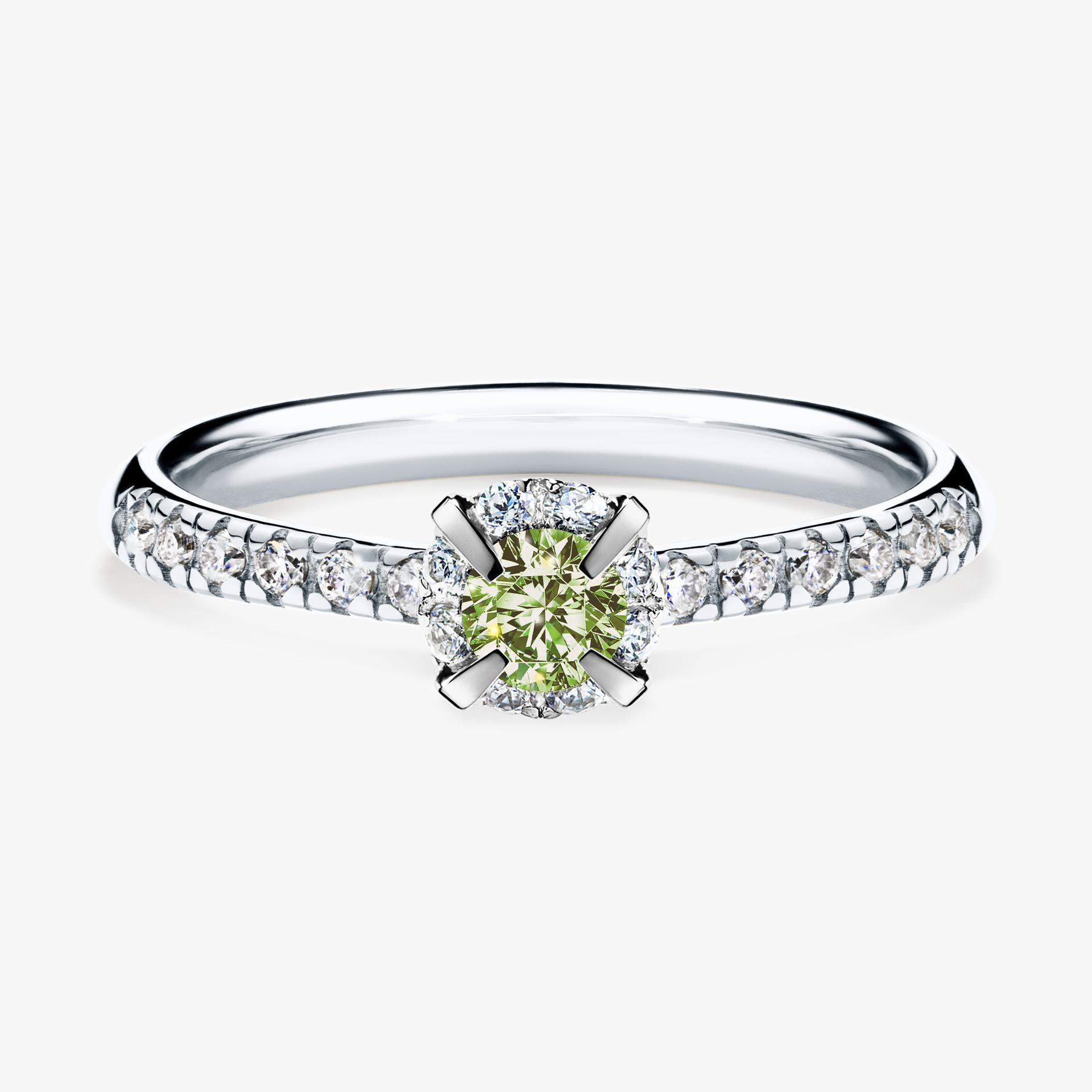 Pierscionek zareczynowy z diamentem zielony_jasny 028 CT z bialego zlota my princess 01