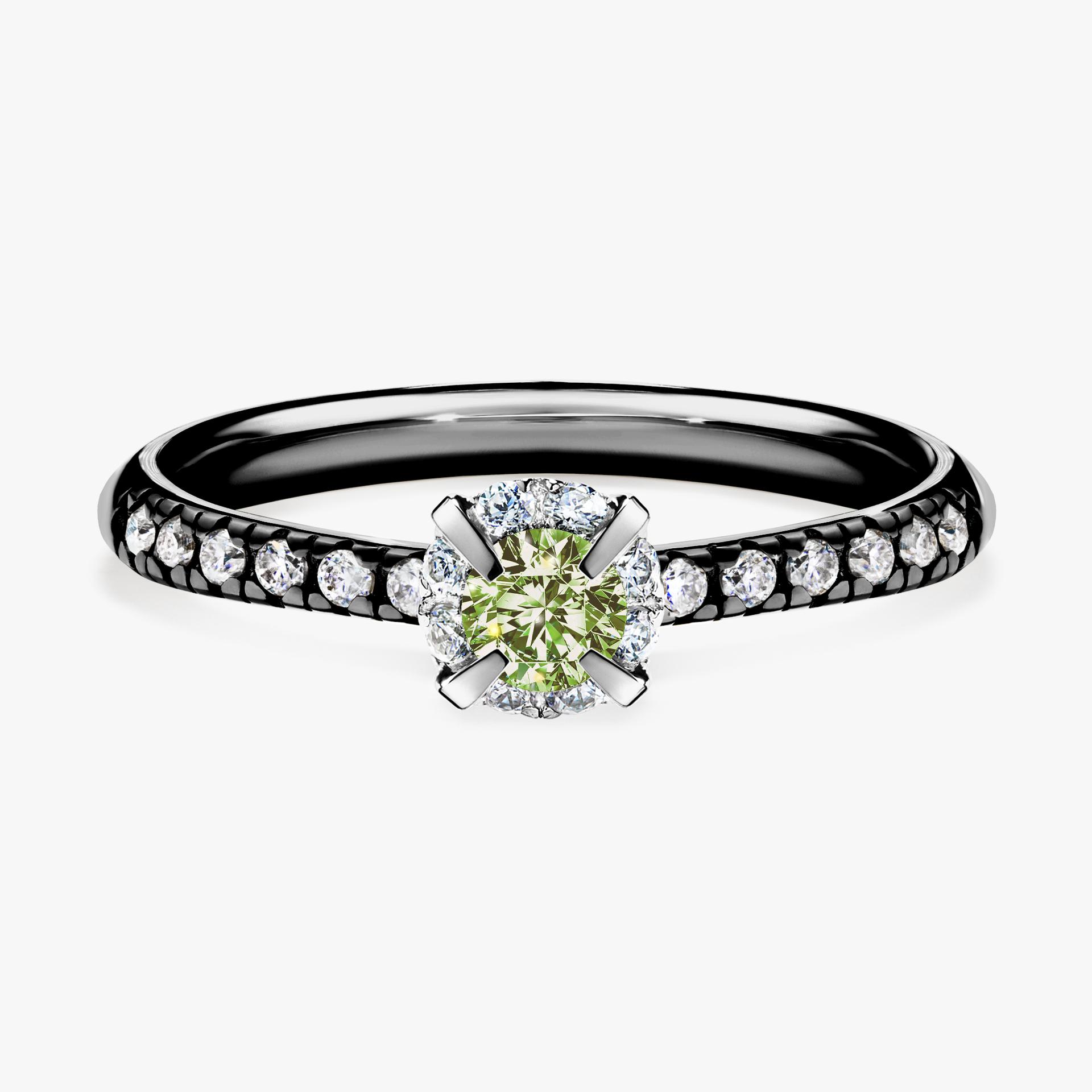 Pierscionek zareczynowy z diamentem zielony_jasny 028 CT z czarnego zlota my princess 01