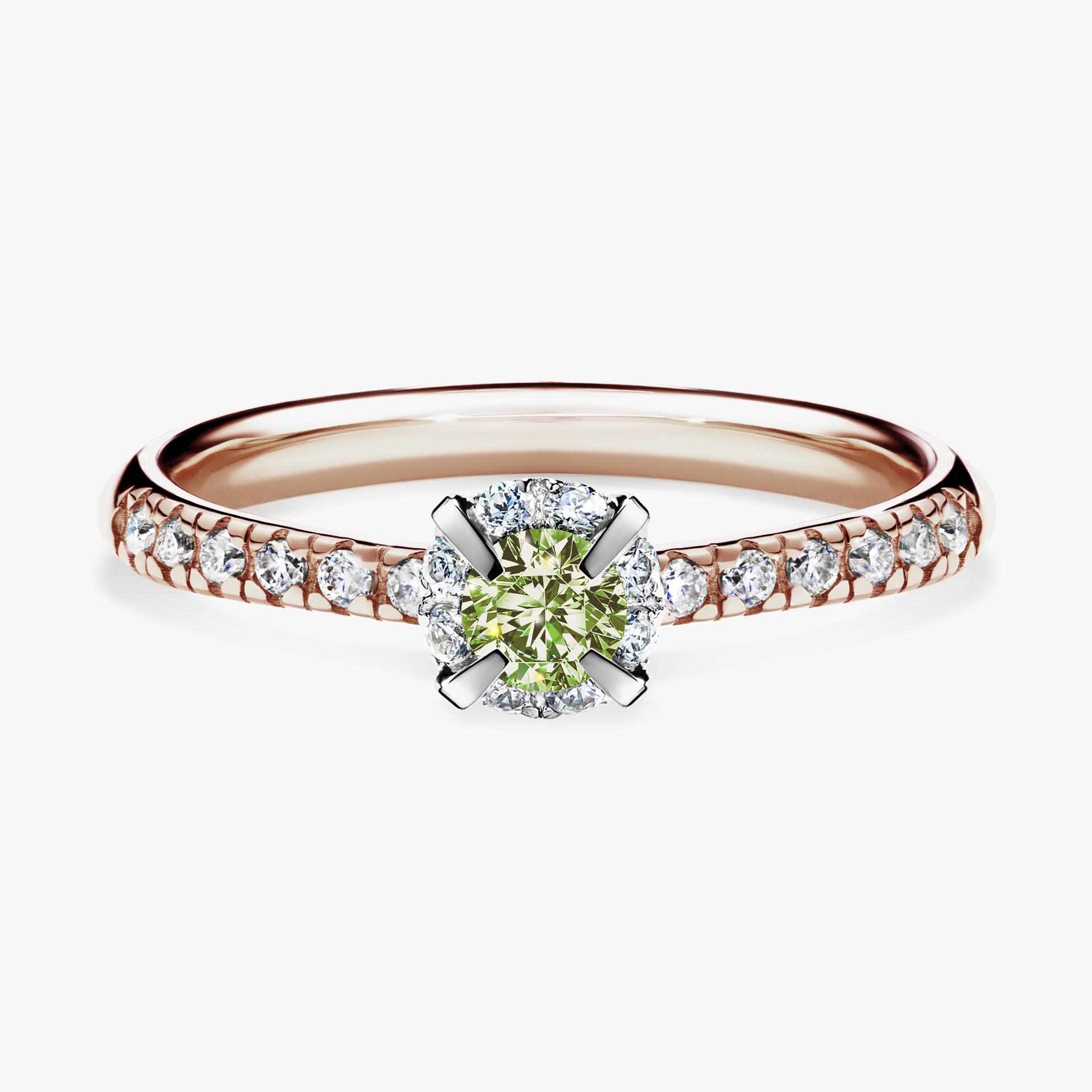 Pierscionek zareczynowy z diamentem zielony_jasny 028 CT z rozowego zlota my princess 01