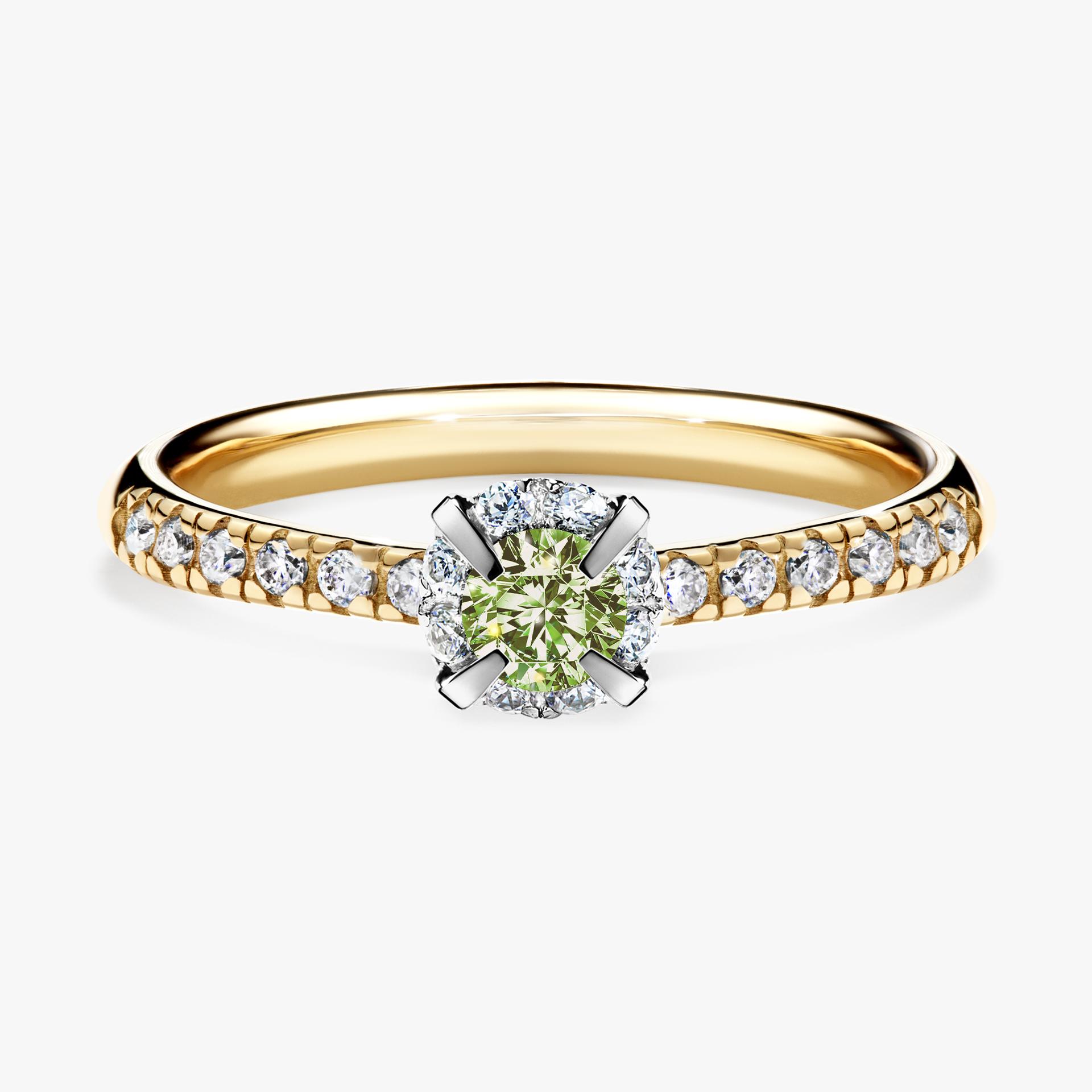 Pierscionek zareczynowy z diamentem zielony_jasny 028 CT z zoltego zlota my princess 01