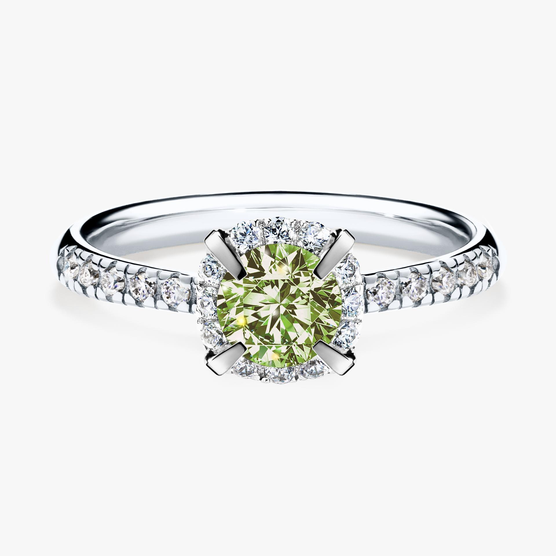 Pierscionek zareczynowy z diamentem zielony_jasny 076 CT z bialego zlota my princess 01