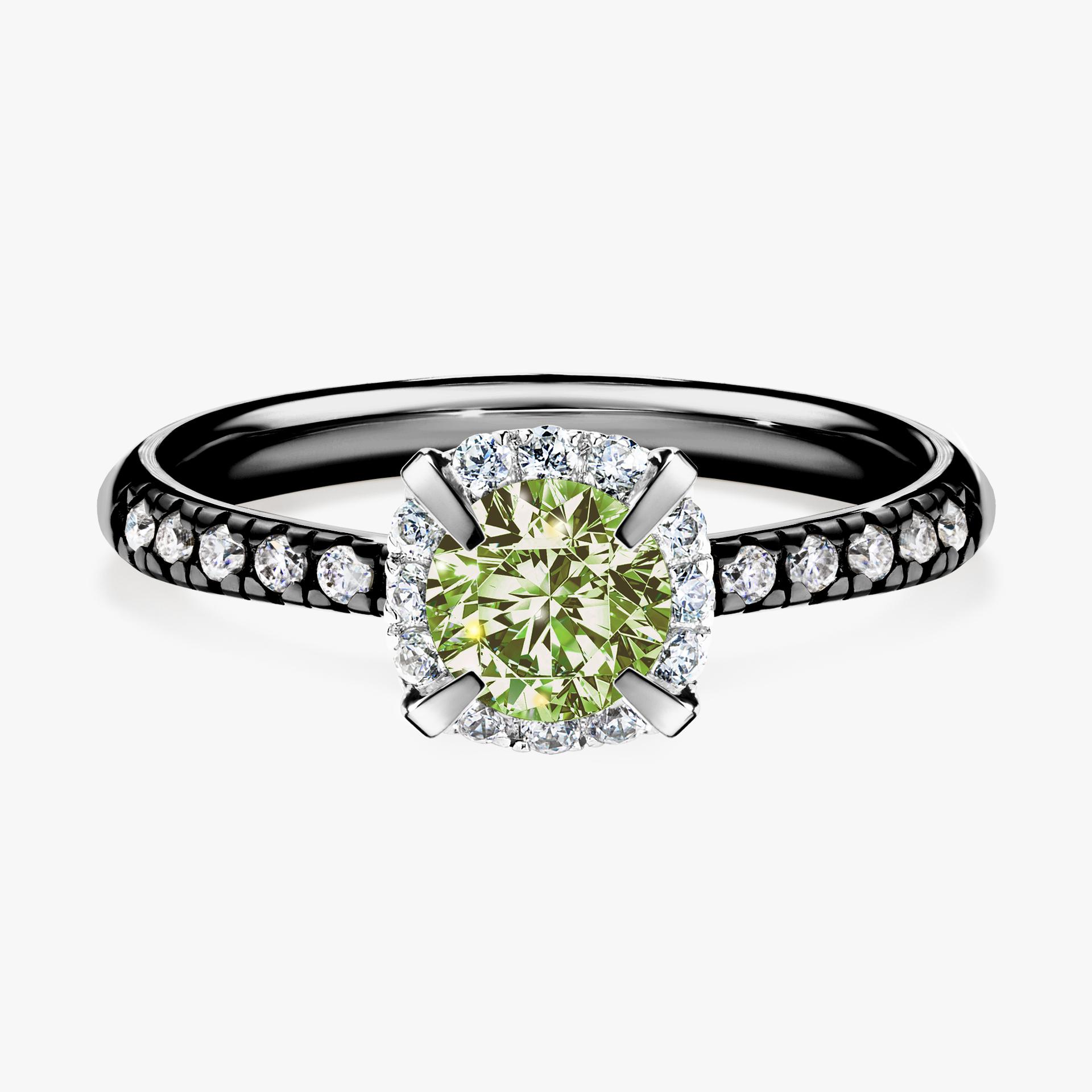 Pierscionek zareczynowy z diamentem zielony_jasny 076 CT z czarnego zlota my princess 01