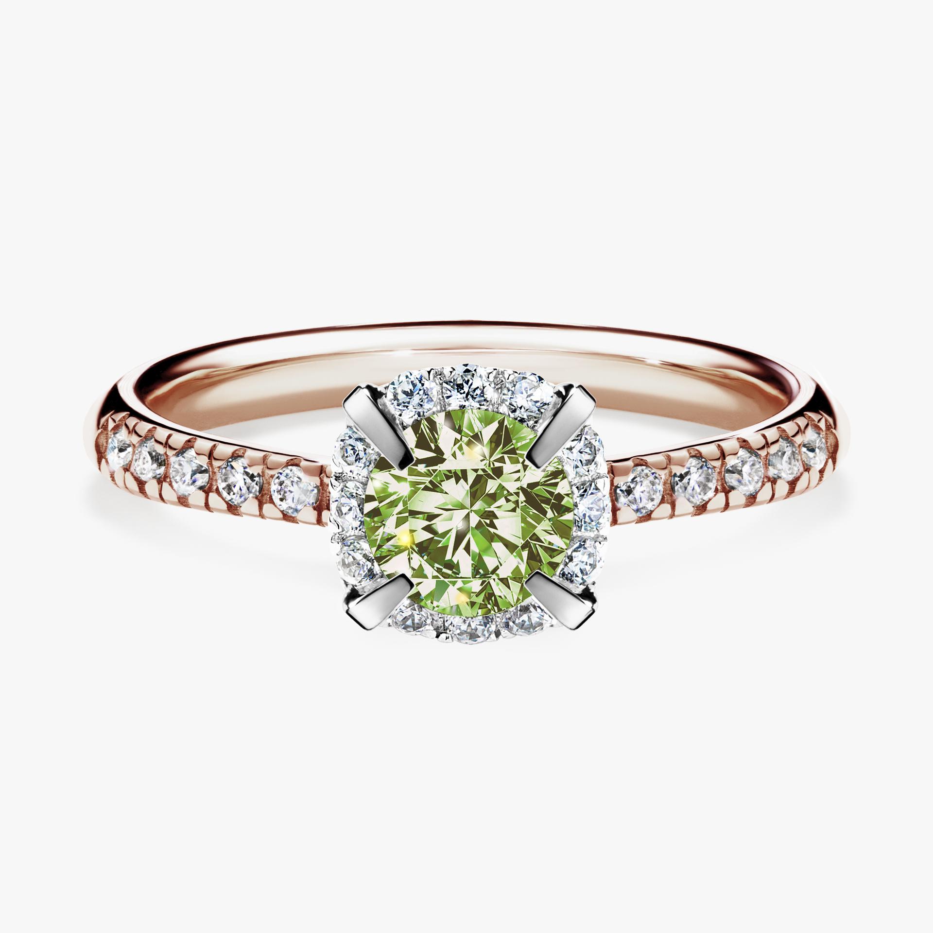 Pierscionek zareczynowy z diamentem zielony_jasny 076 CT z rozowego zlota my princess 01